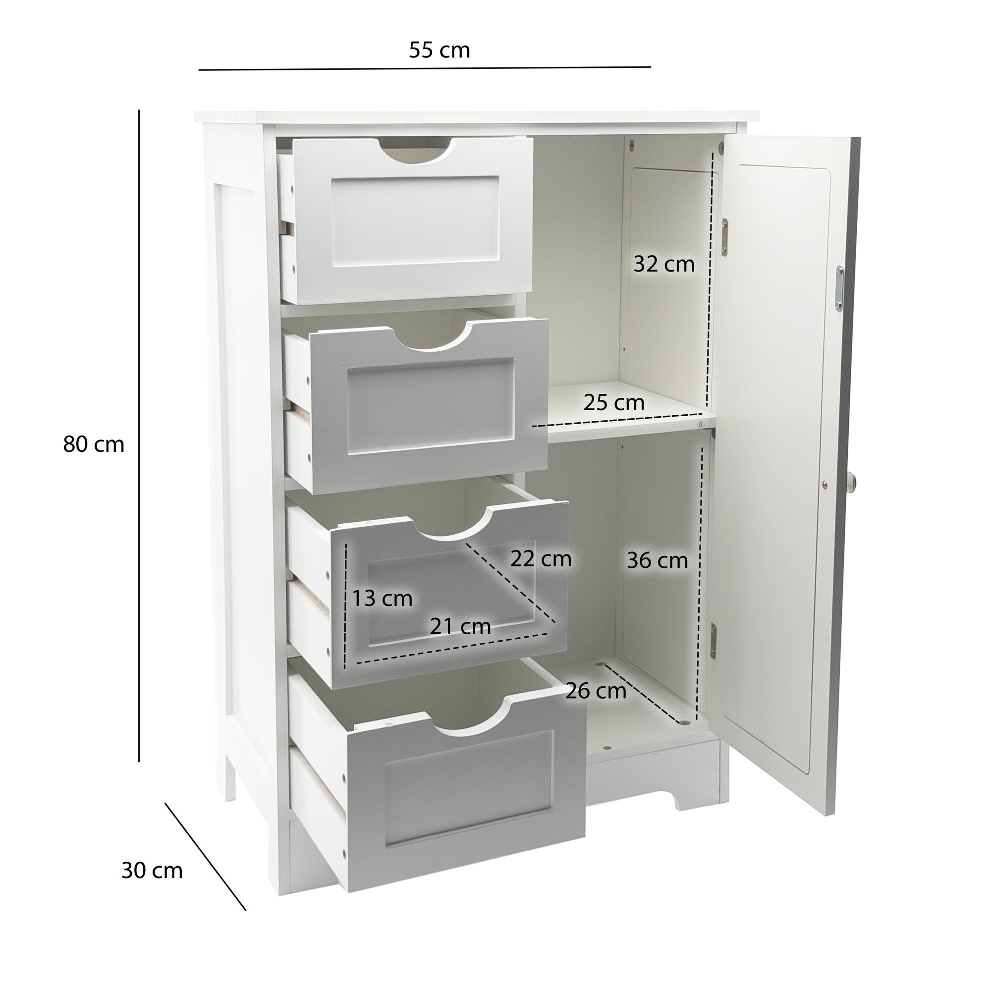 Unterschrank Tranby Weiß 55 × 30 × 80 cm