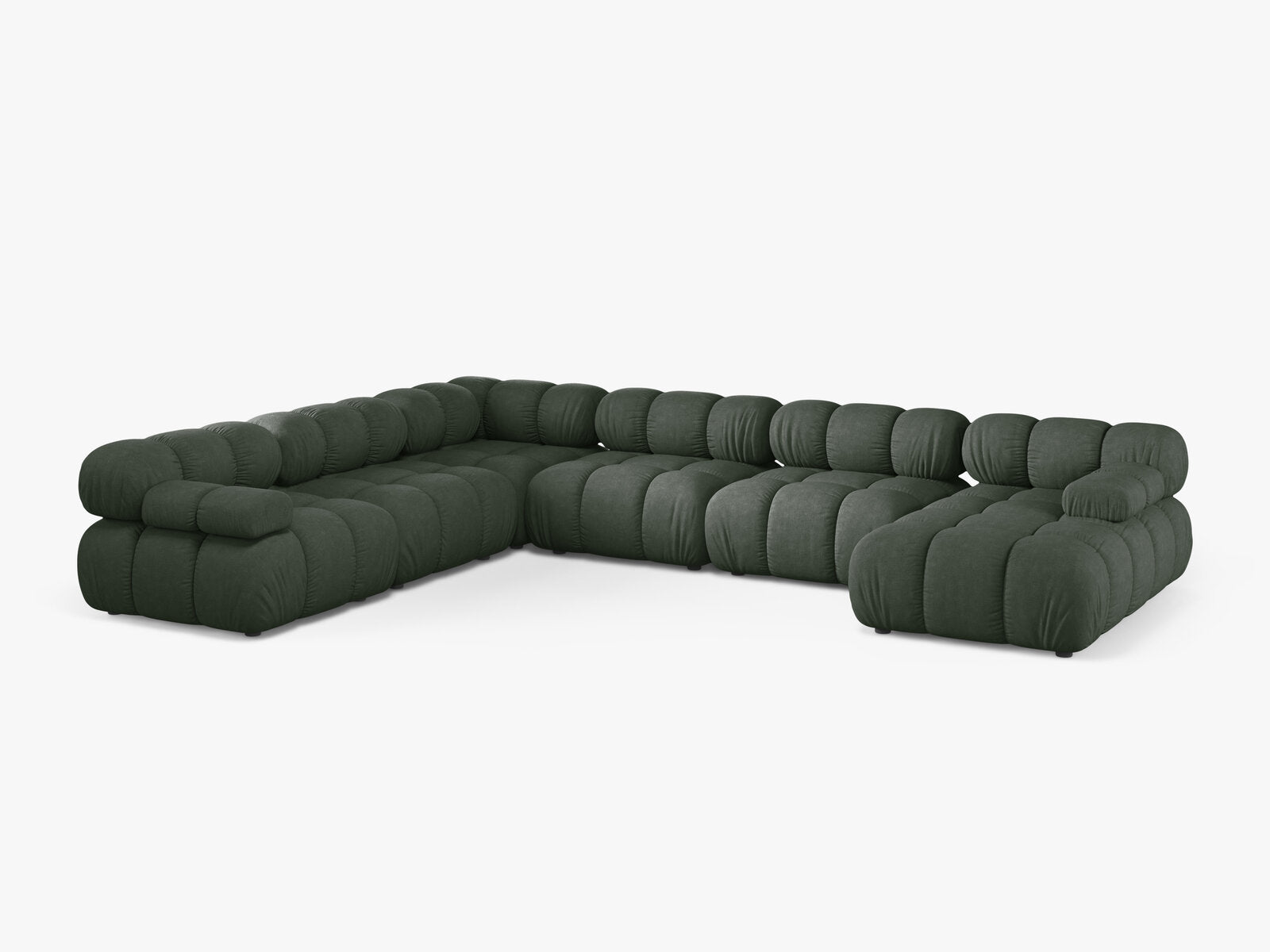 Micadoni Modulares Panorama Ecksofa Bellis 8-Sitzer Links Strukturierter Stoff Liberty Moßgrün