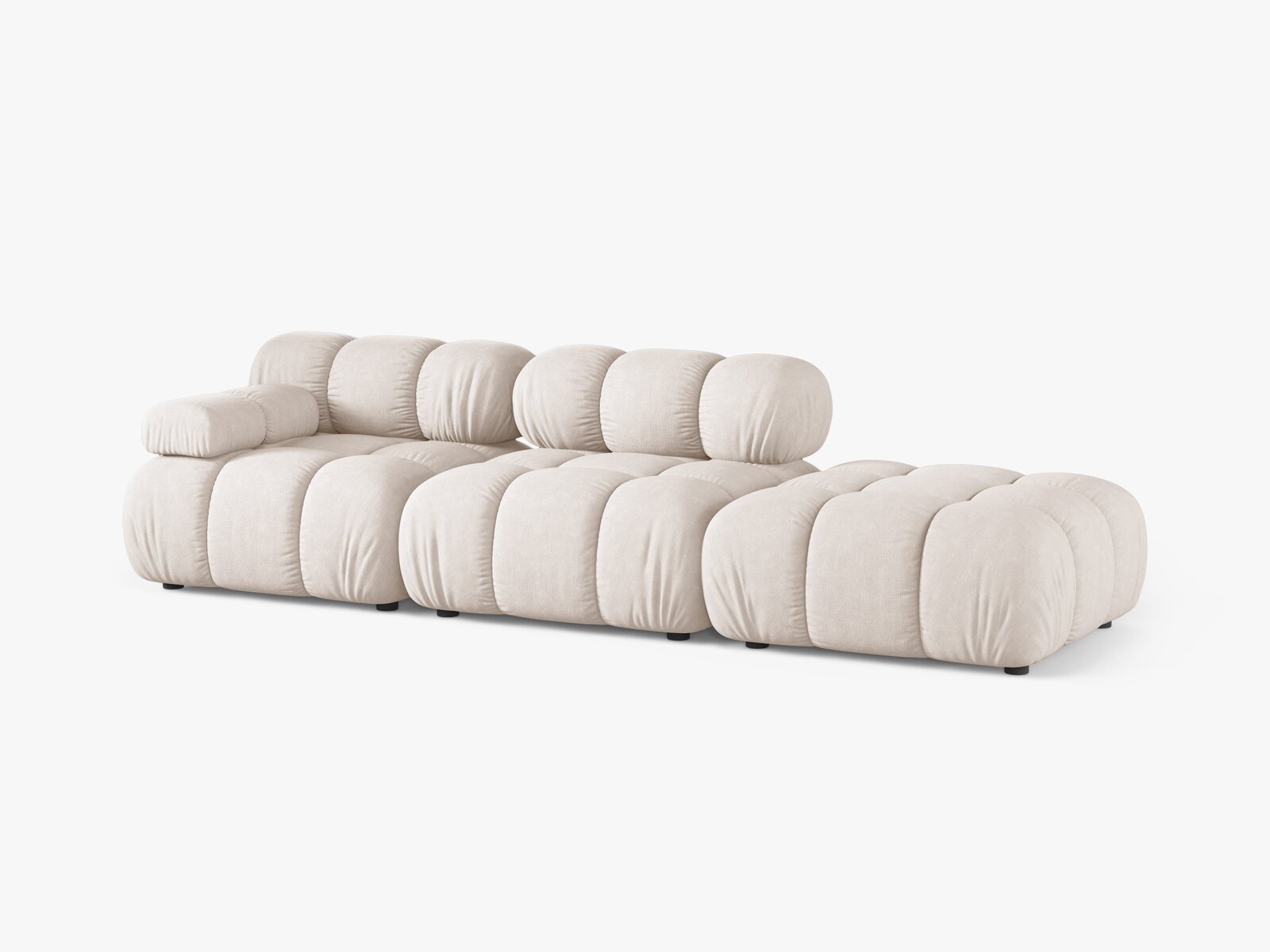 Micadoni Modulares Sofa Bellis 4-Sitzer Rechts Strukturierter Stoff Liberty Beige