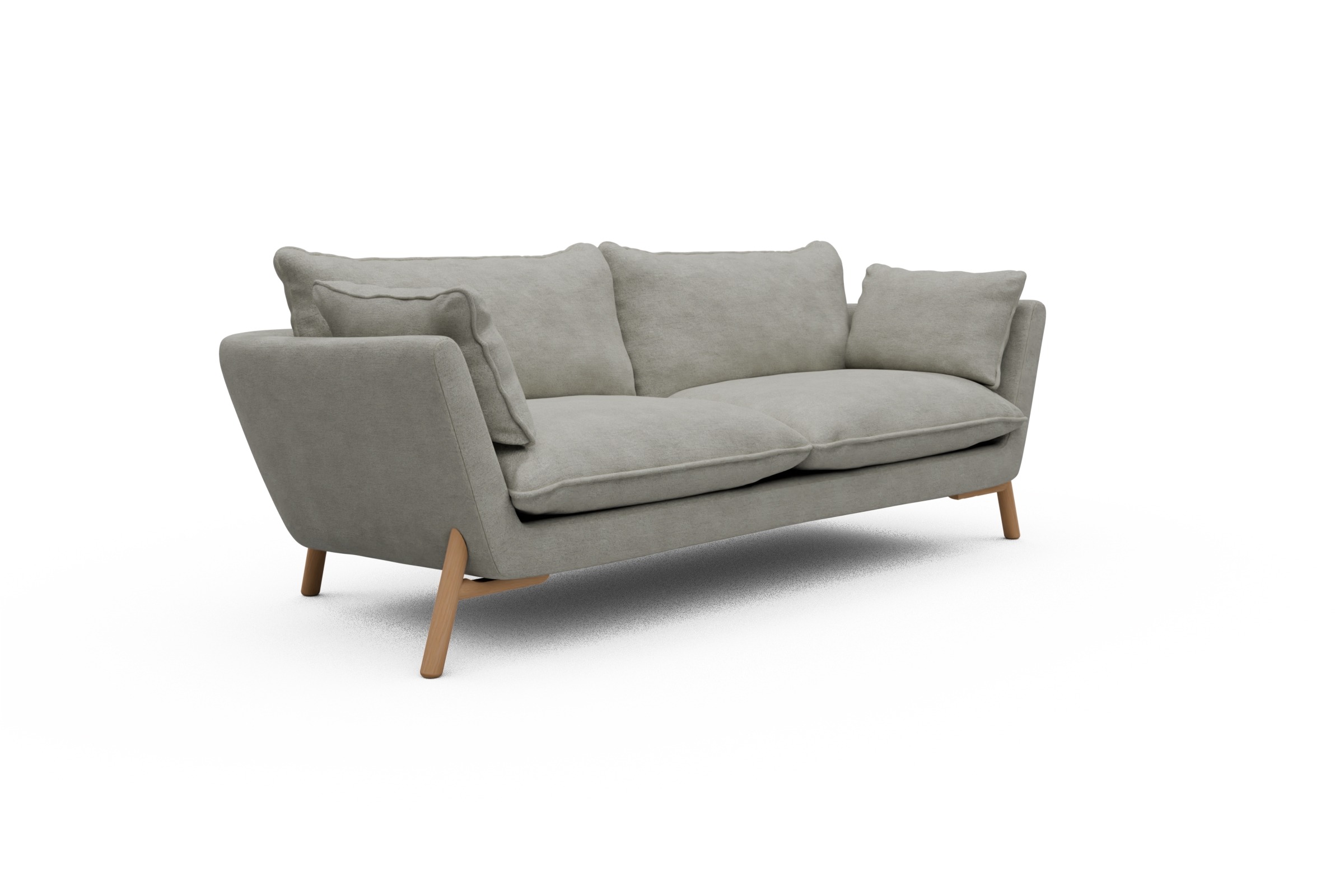 Sofa Emil PREMIUM 3-Sitzer Beinfarbe Eiche Natur Carreno-Moon-Stone-White