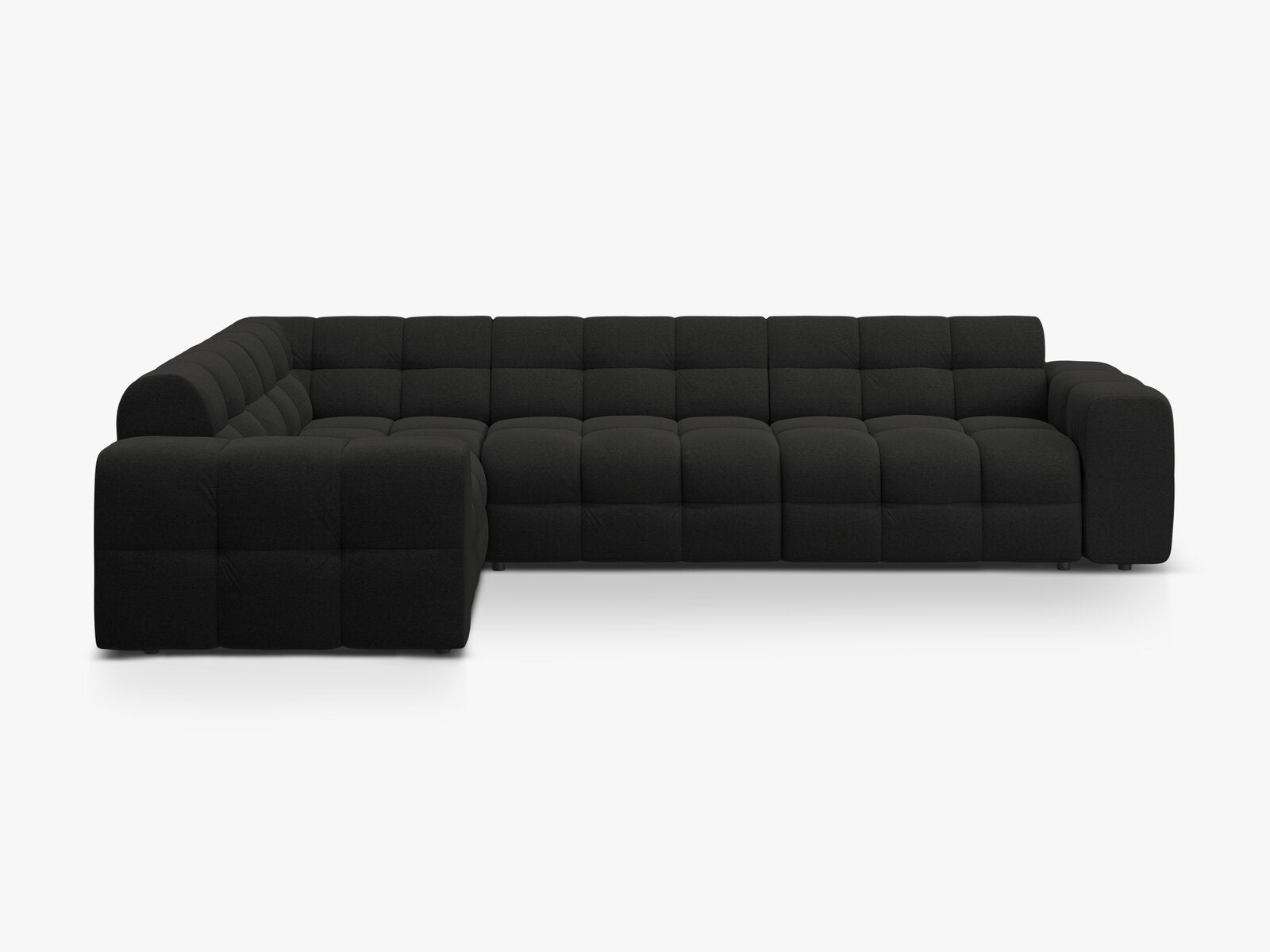 Micadoni Ecksofa Kendal 6-Sitzer Links Strukturierter Stoff Schwarz