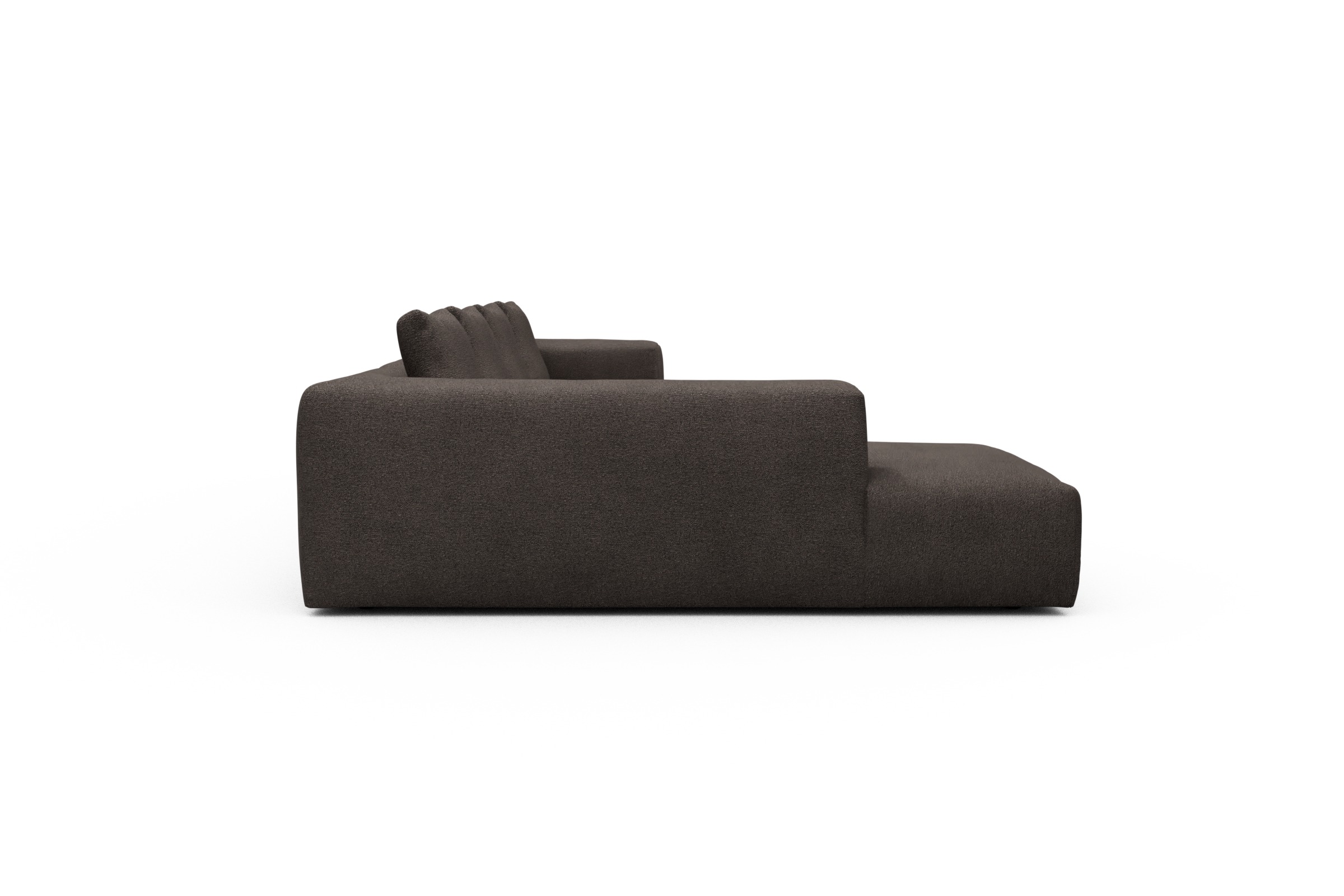 Wohnlandschaft Fred Relax-Ecke links mit 2-Sitzer und Chaiselongue rechts Boucle-Taupe