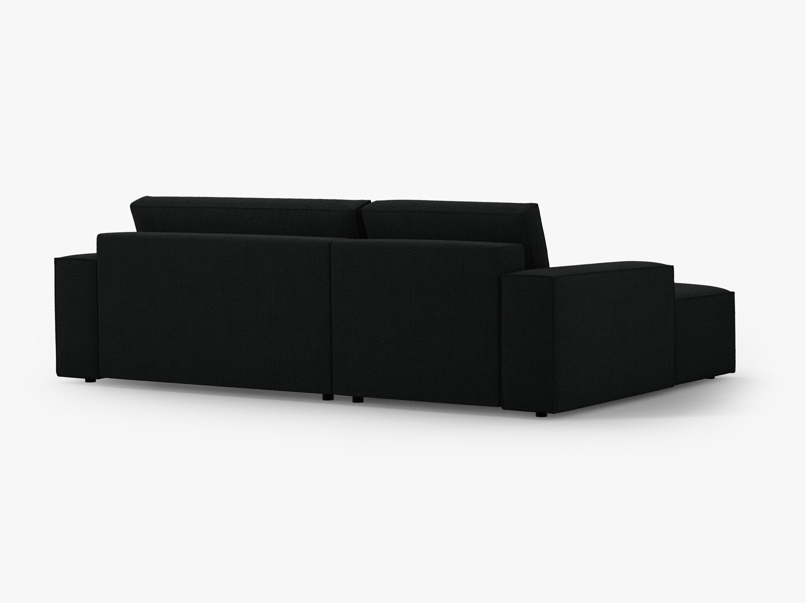 Micadoni Schlaf-Ecksofa Jodie 3-Sitzer Links Boucle Schwarz