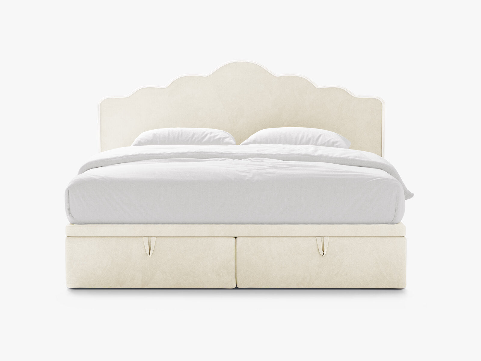 Micadoni Dream Boxspringbett mit Bettkasten und Kopfteil Samt Magic Velvet Elfenbein 140x200