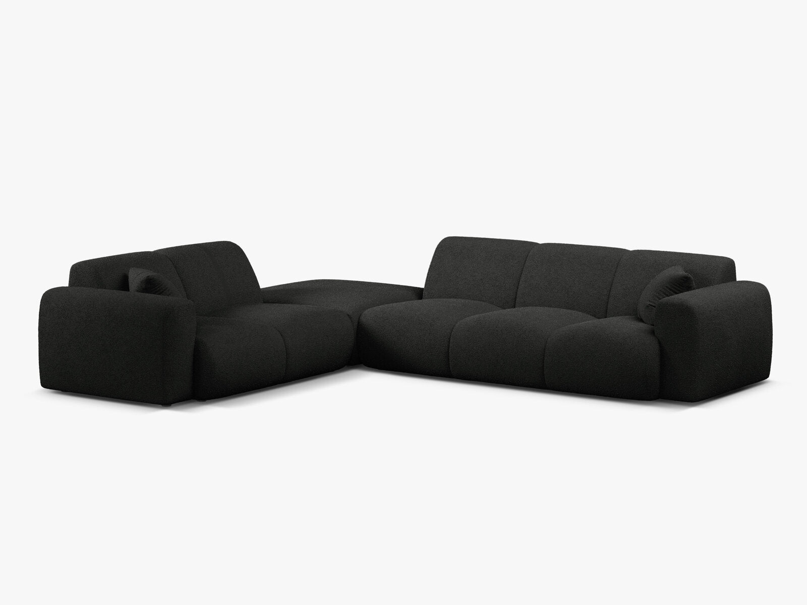 Micadoni Ecksofa Molino 6-Sitzer Links Boucle Baloo Schwarz
