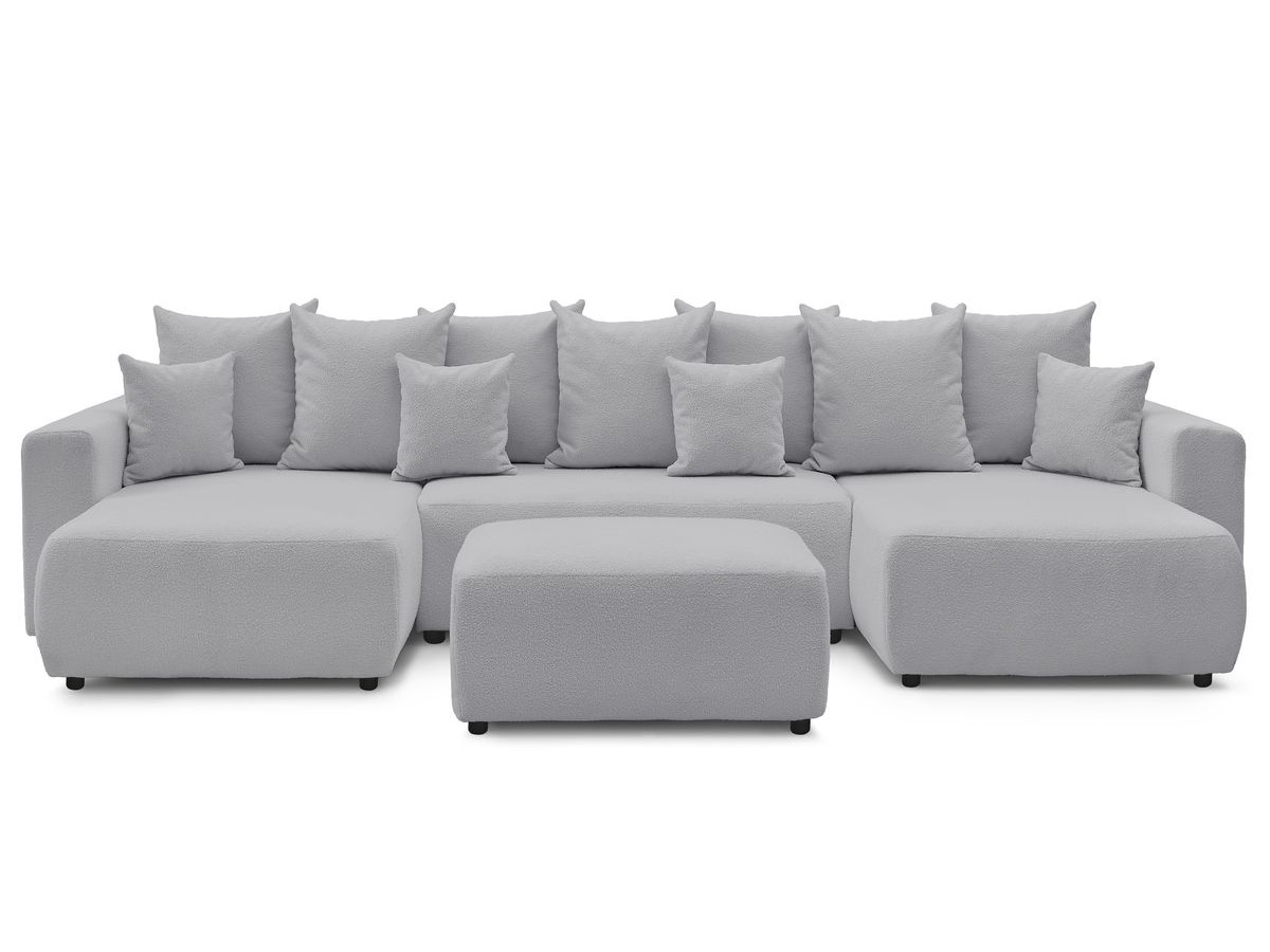Bobochic Envy Wohnlandschaft mit rechteckigem Pouf Bouclé-Stoff Hellgrau