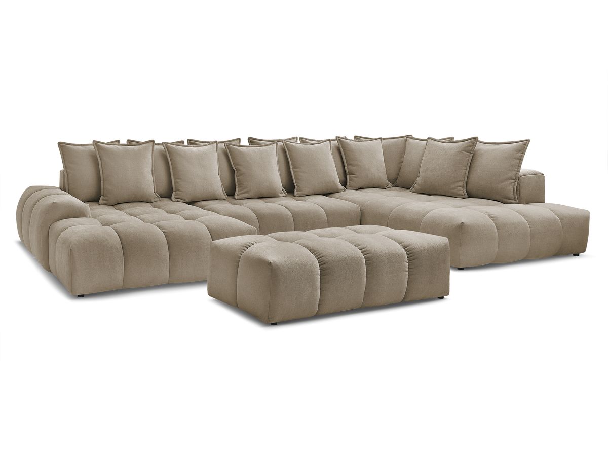 Bobochic Everest Wohnlandschaft mit Pouf, 14 Kissen Strukturstoff Taupe Ecke links
