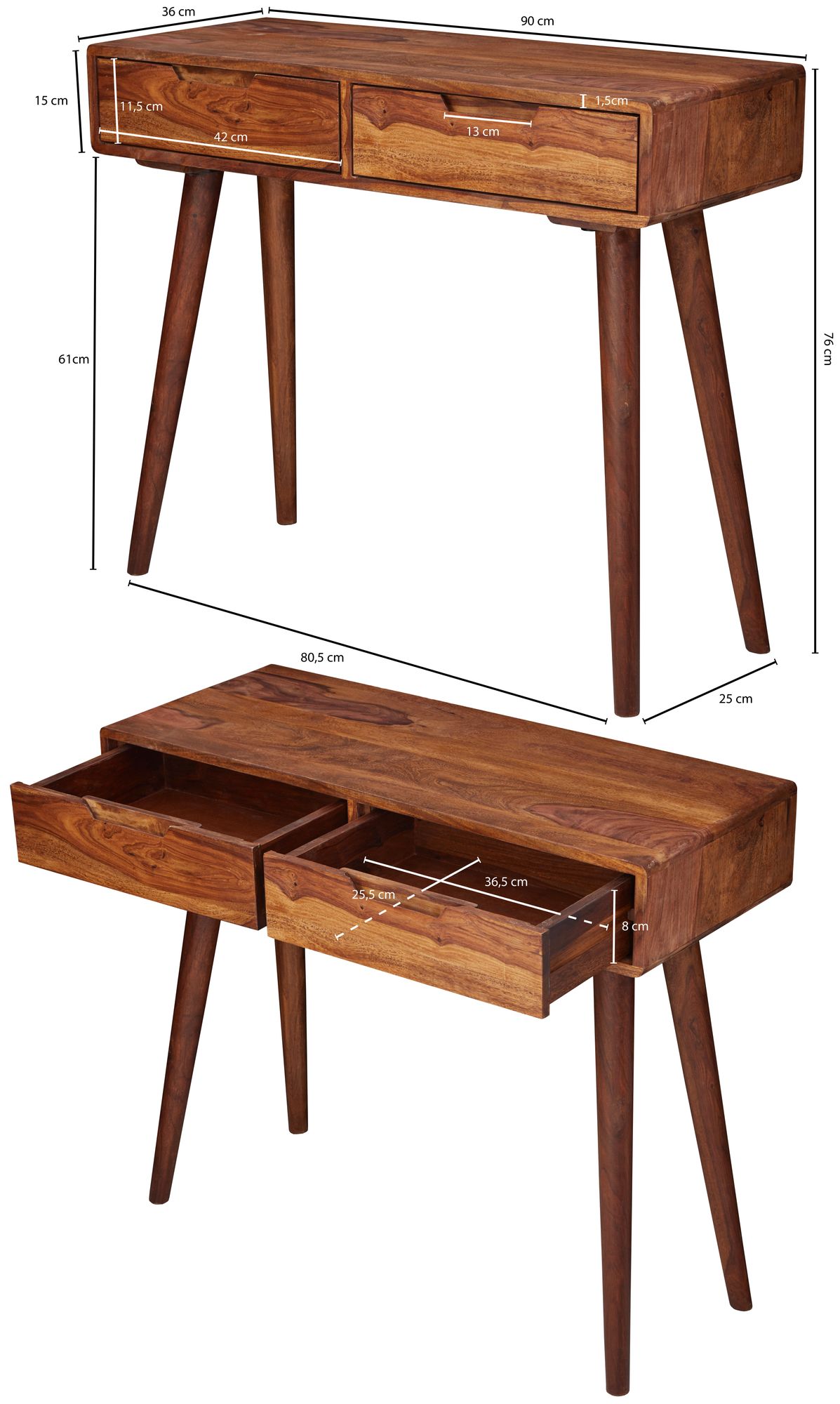 Konsolentisch Bedsted Sheesham Massivholz 90 × 36 × 76 cm