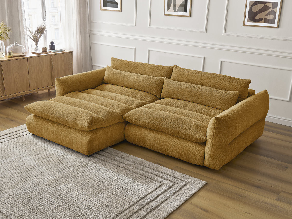 Bobochic Neil Ecksofa Strukturstoff Gelb Ecke links