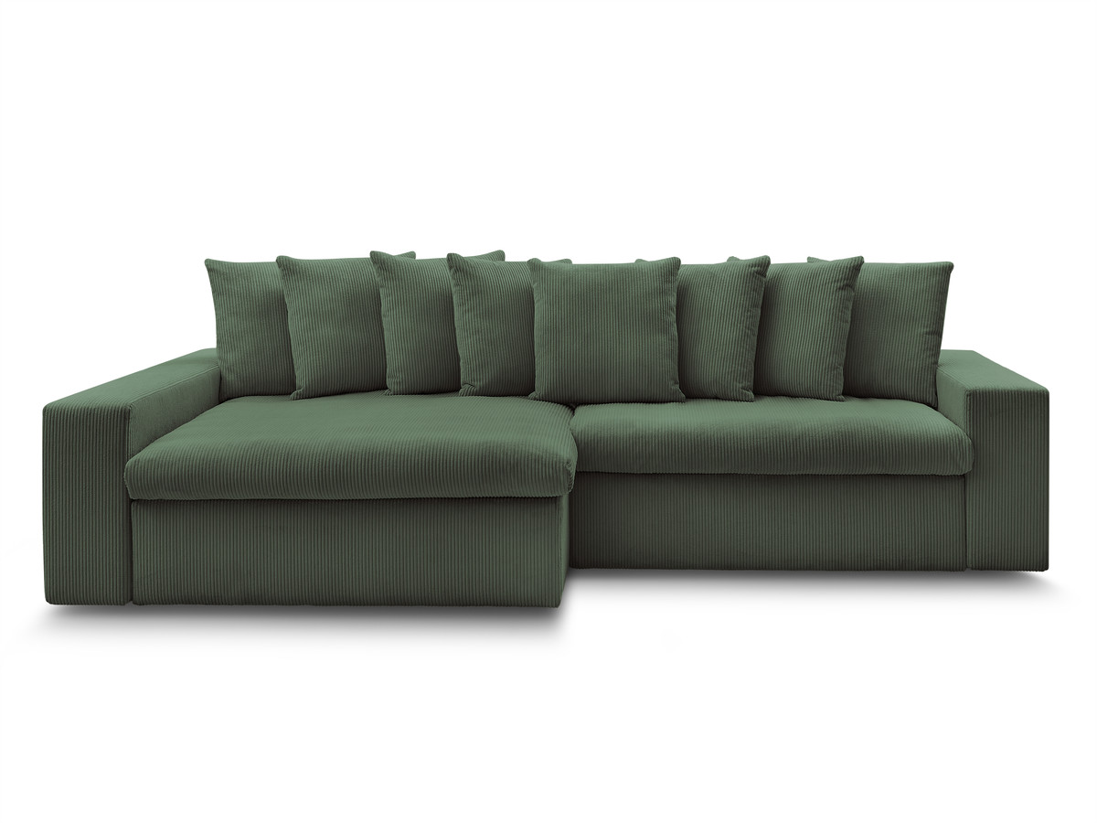 Bobochic Enore Ecksofa 330 × 157 cm Cordsamt Dunkelgrün Ecke links