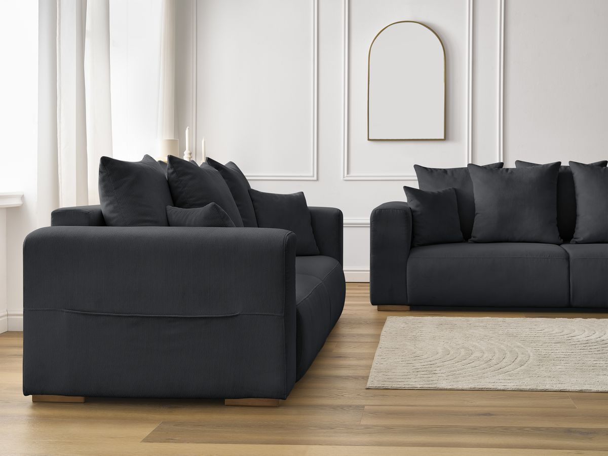 Bobochic Sidonie Sofa 5-Sitzer Cordsamt Schwarz