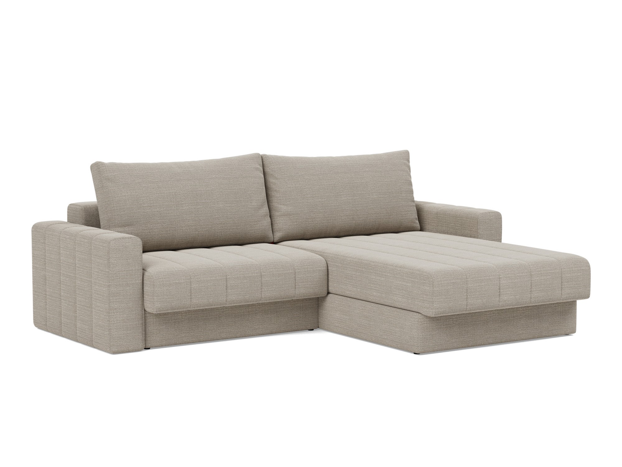 Schlafsofa Akello mit Chaiselongue und Armlehnen Strukturierter Stoff Kenya 579-Gravel