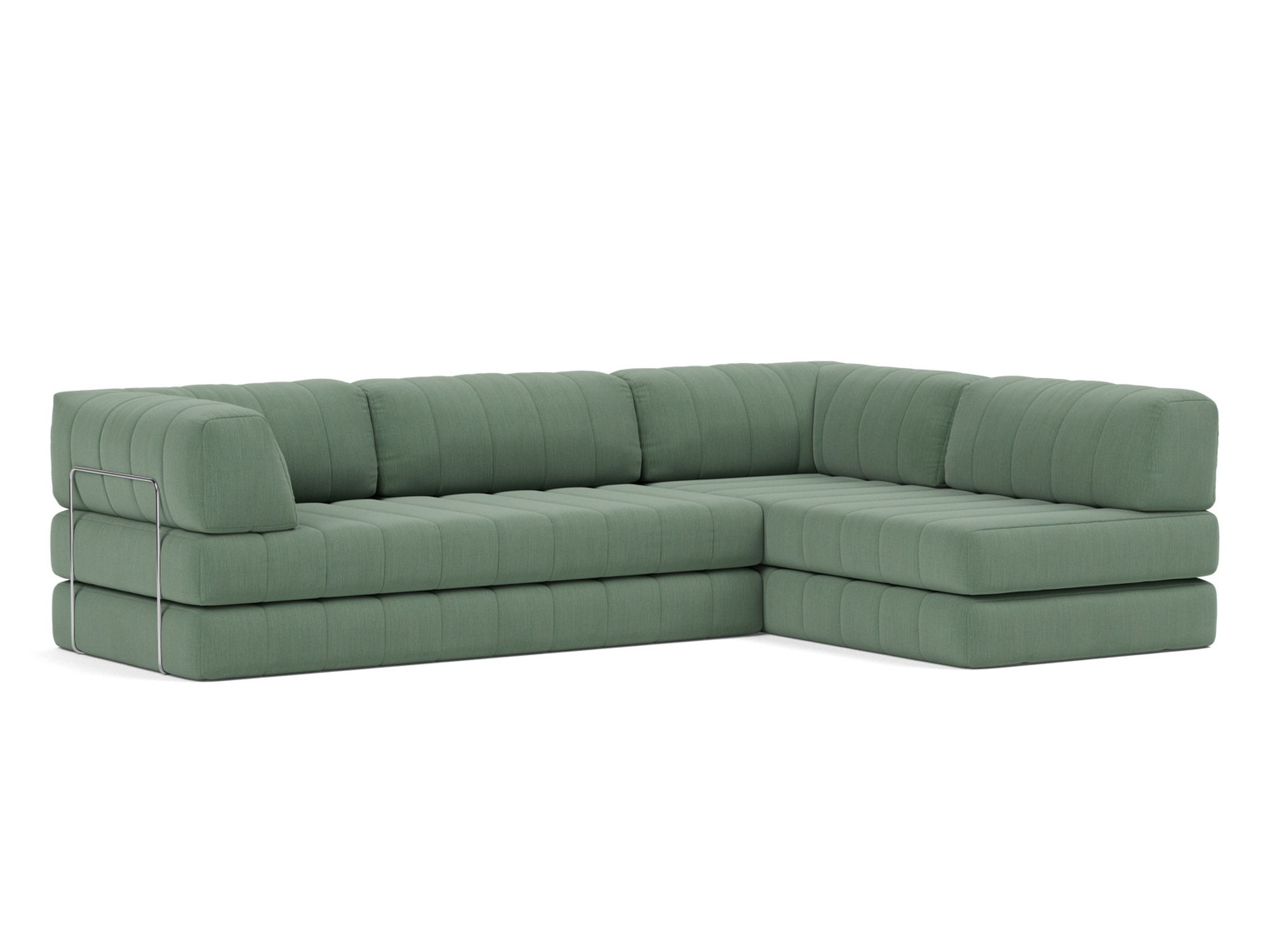 Eck-Schlafsofa CozyPad L-Form mit Armlehne Flachgewebe Elegance 518-Green