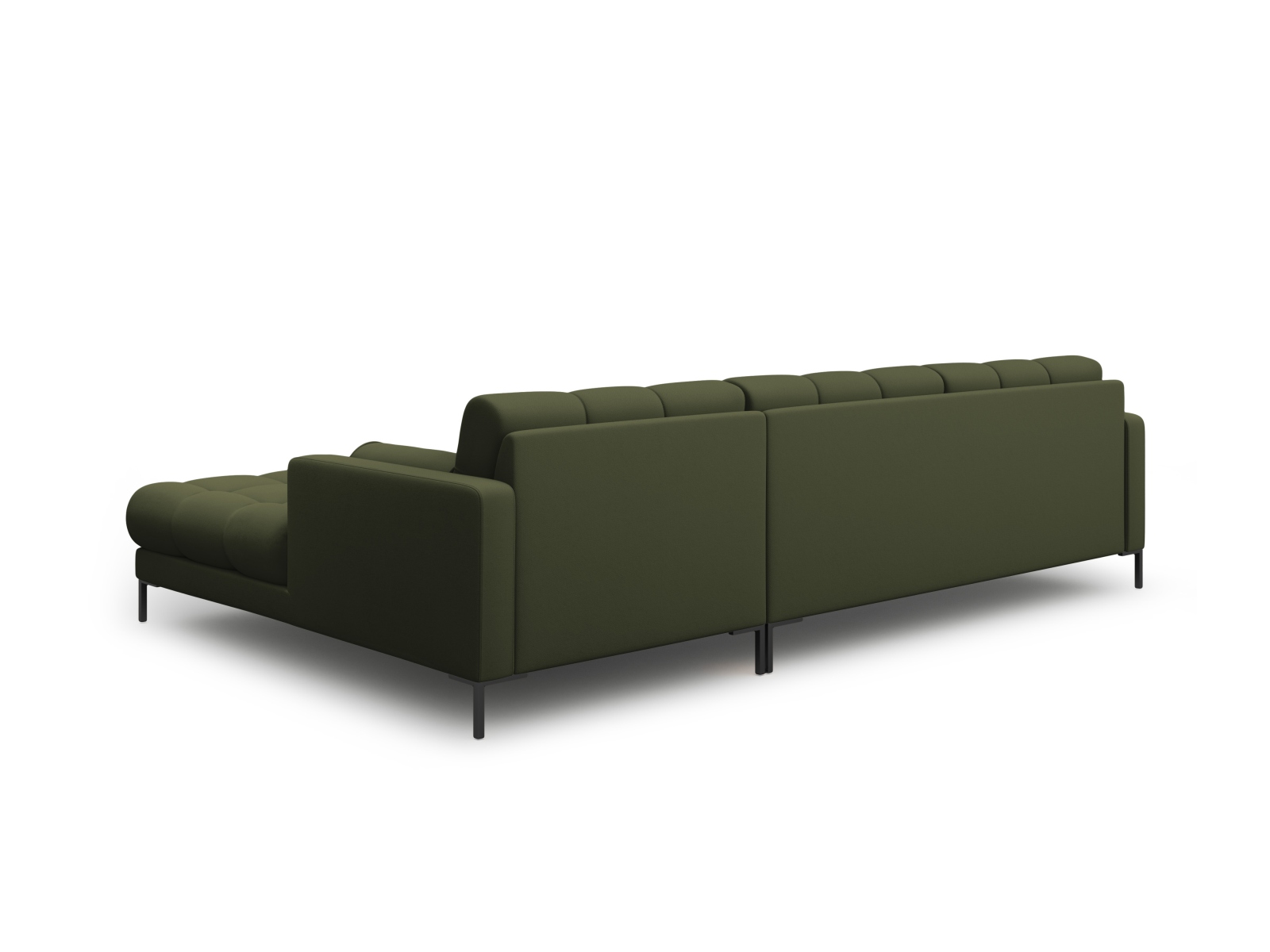 Cosmopolitan Design Ecksofa Bali 5-Sitzer Strukturierter Stoff Neve Grün Rechts Beine Schwarzes Metall