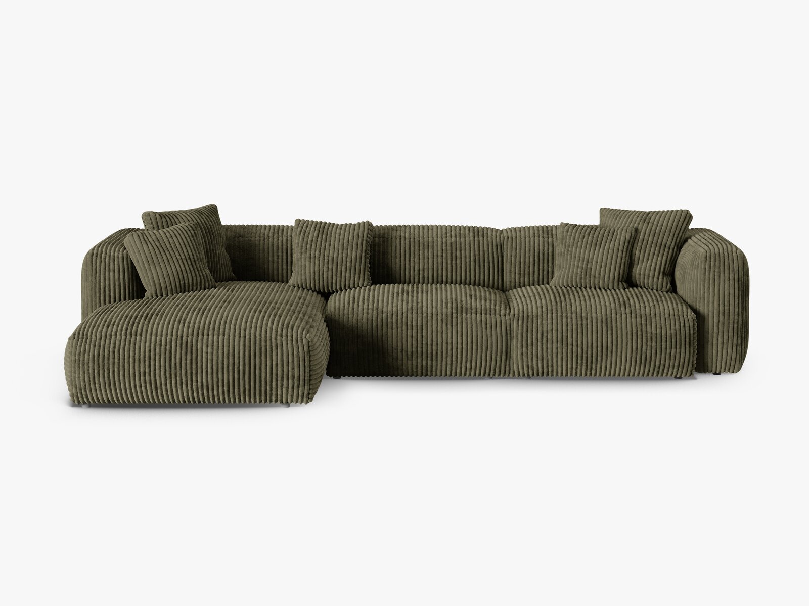 Micadoni Ecksofa Martina 3-Sitzer 90cm Sitztiefe Links Kord Tilia Moßgrün