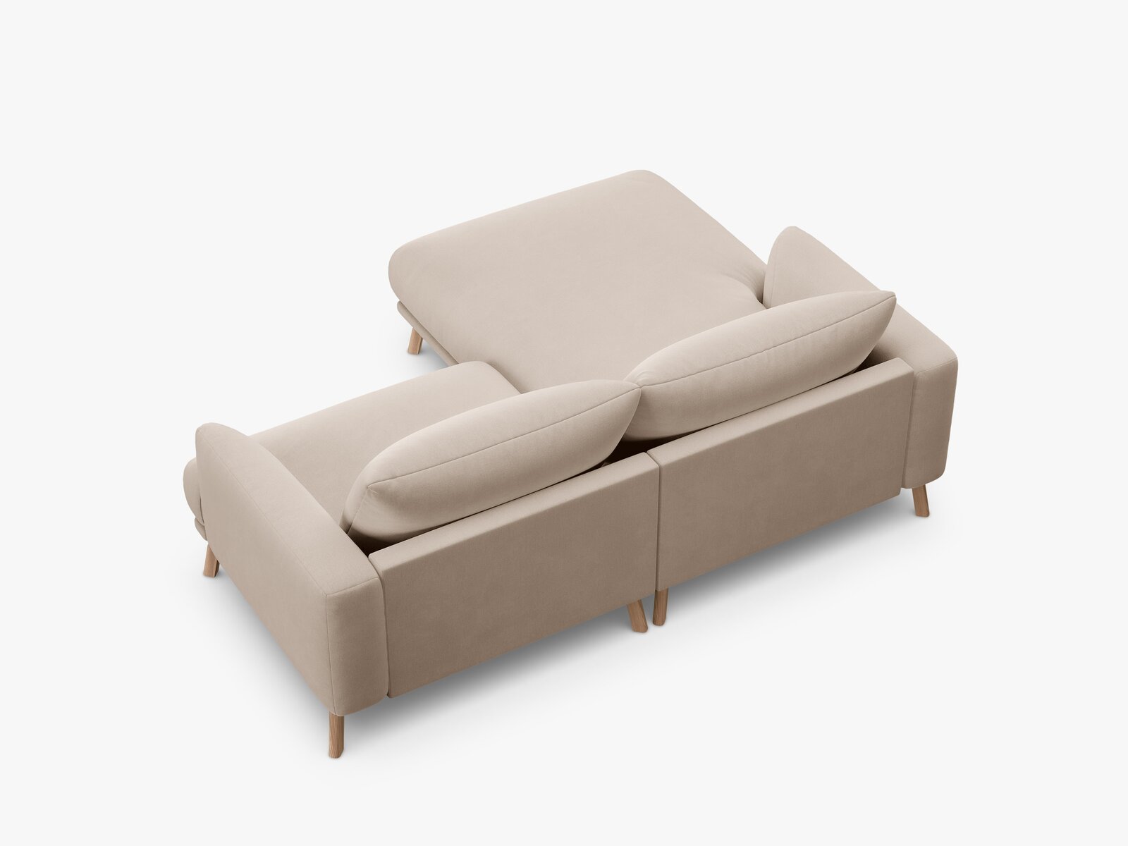 Micadoni Ecksofa Naomi 3-Sitzer kleine Version Links Samt Salvador Beige