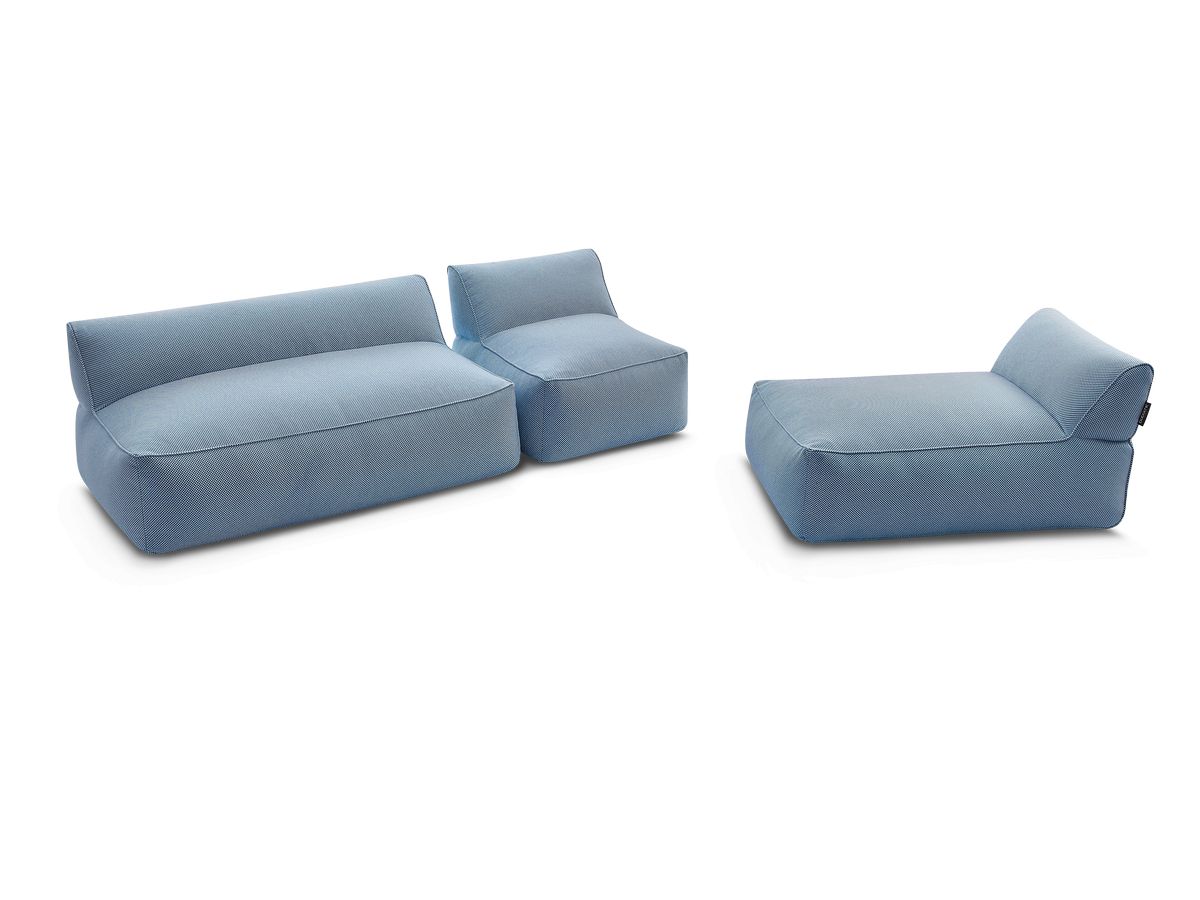 Bobochic Riviera Gartensofa 4-Sitzer Melange-Stoff Dunkelblau