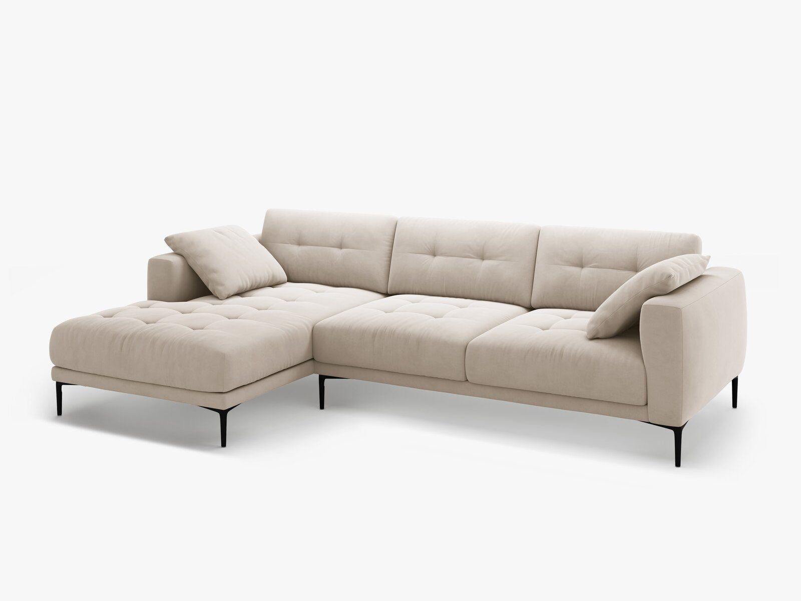 Micadoni Ecksofa Bemy 3-Sitzer Links Samt Beige