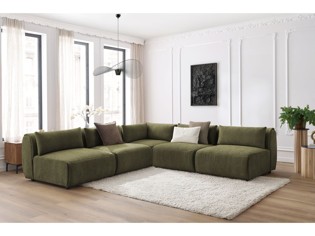 Bobochic Jeanne Ecksofa 299 × 299 cm Strukturstoff Grün
