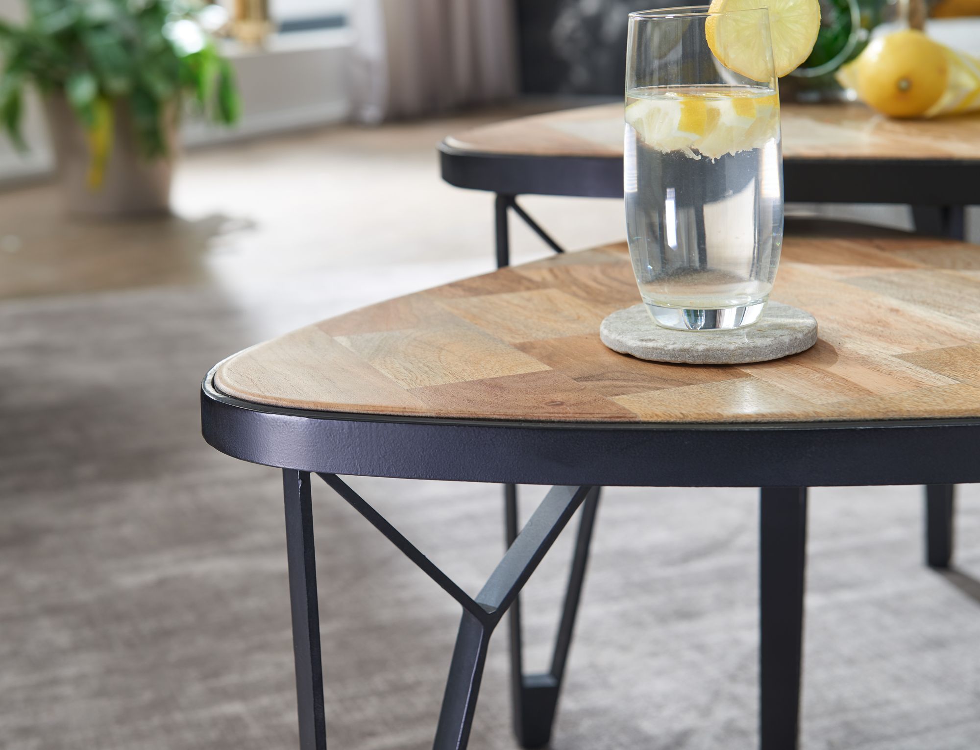 Satztisch 2er-Set Torshavn Akazie Massivholz 60 × 60 × 45 cm