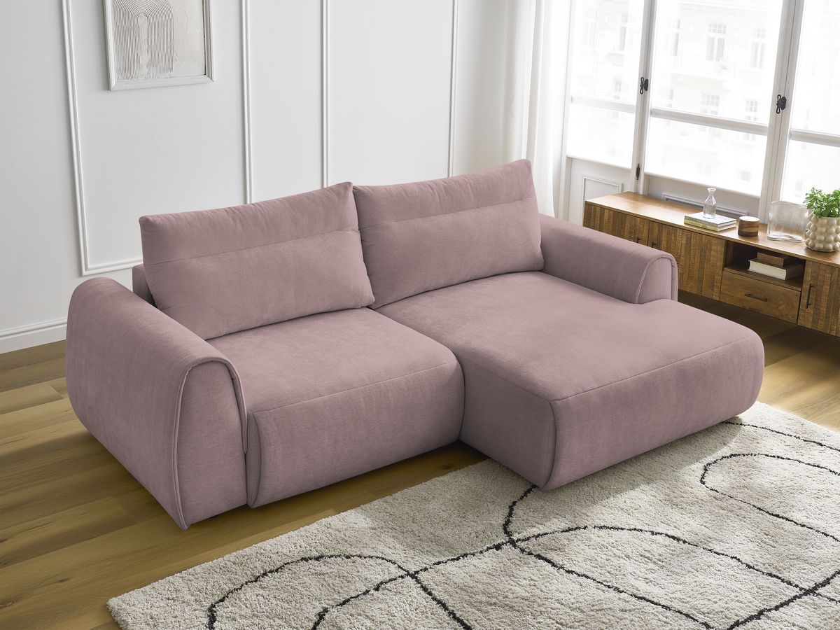 Bobochic Aden Ecksofa 246 × 152 cm Stoff Rosa Ecke rechts