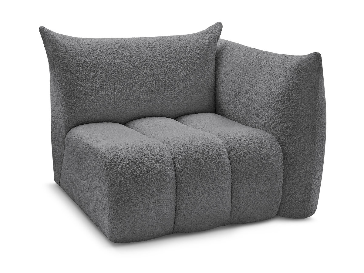 Bobochic Azra Sofamodul 1-Sitzer 117 × 112 cm Bouclé-Stoff Dunkelgrau Ecke rechts