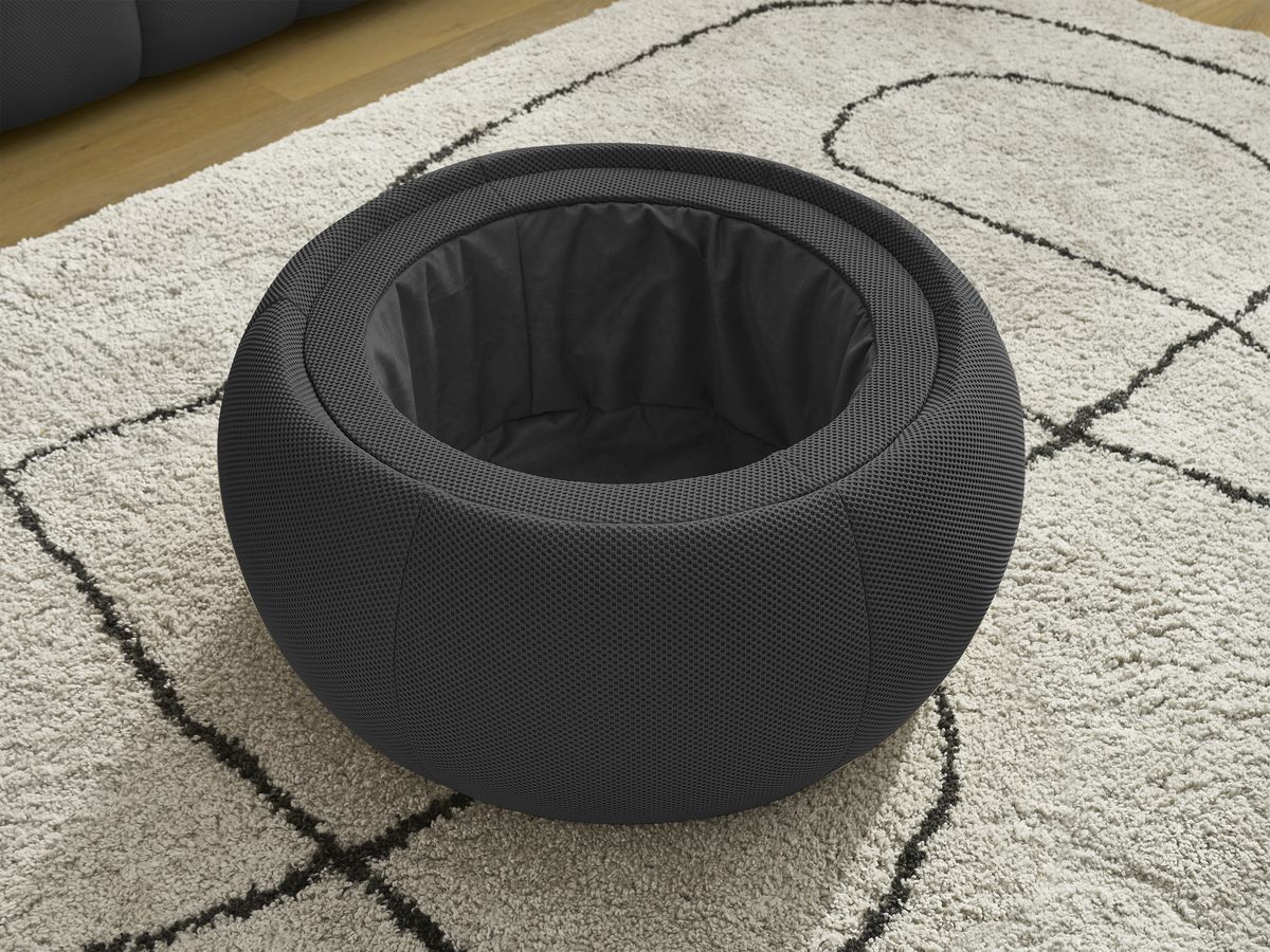 Bobochic Hayden Sofa 2-Sitzer mit Pouf Mesh-Stoff Schwarz