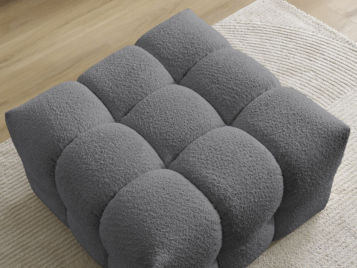 Bobochic Cloud Pouf Bouclé-Stoff Dunkelgrau