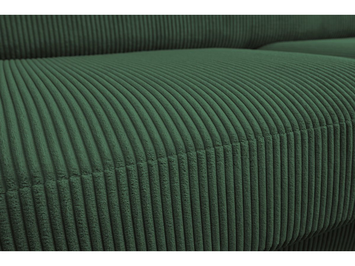 Bobochic Monaco Ecksofa mit Schlaffunktion und Bettkasten Cordsamt Grün, Liegefläche 160 × 190 cm