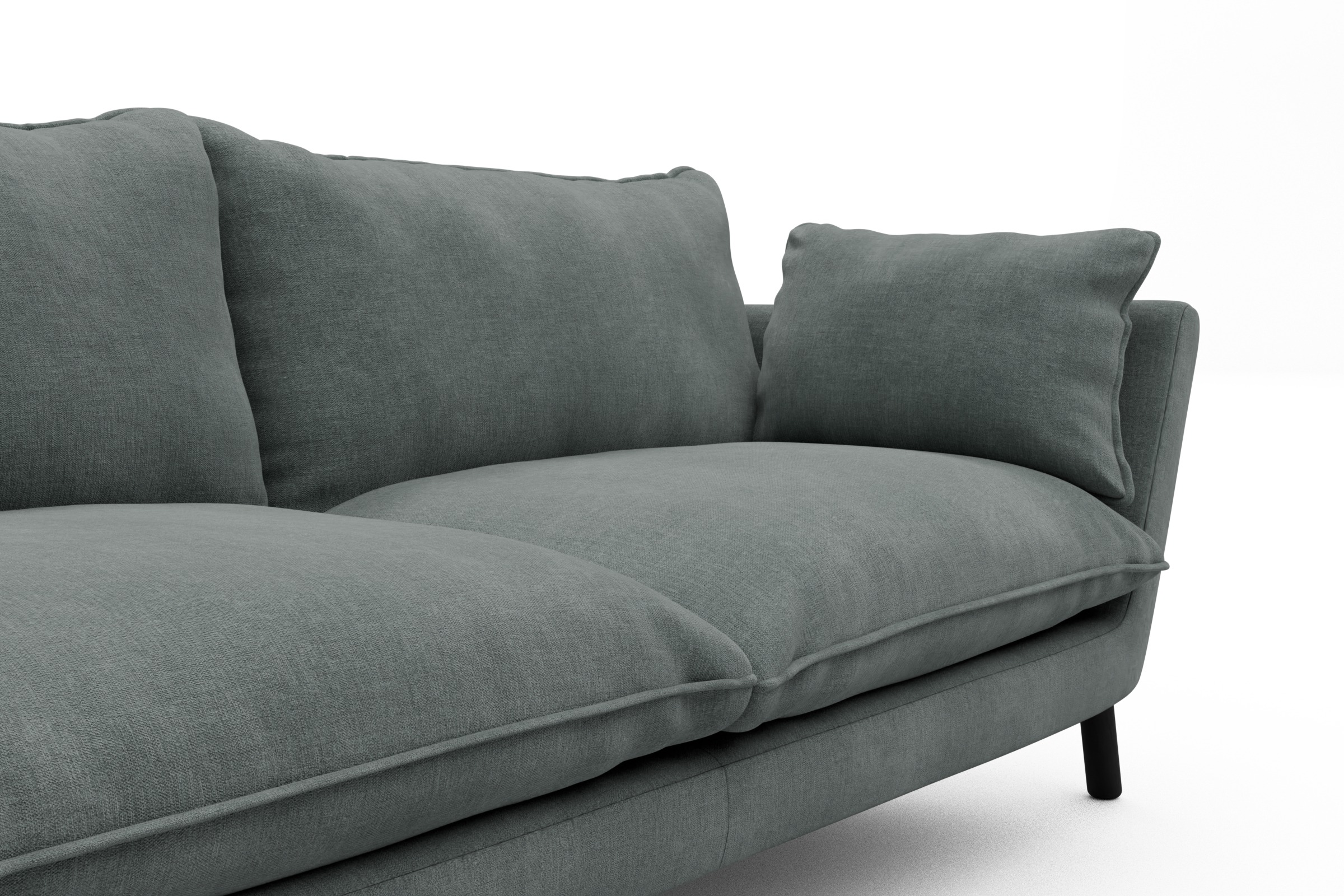 Sofa Emil PREMIUM 3-Sitzer Beinfarbe Eiche Schwarz Smooth-Silver-Grey