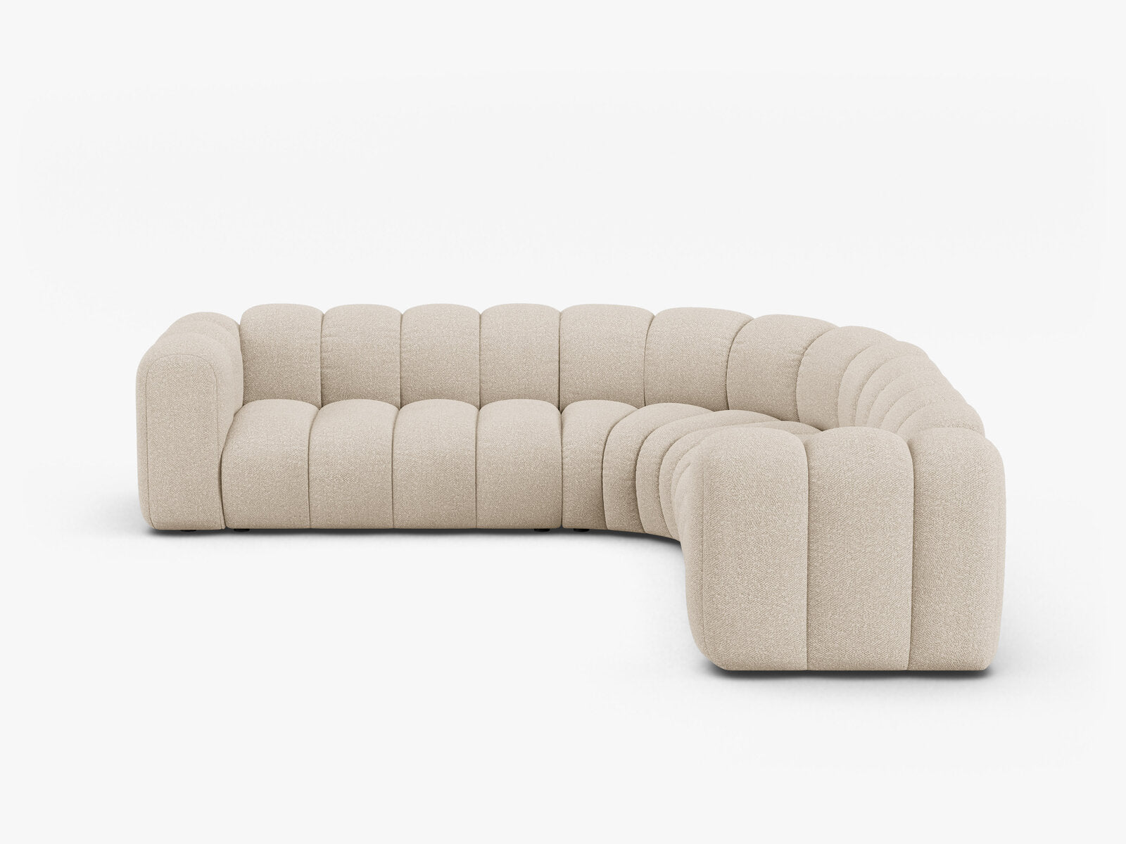 Micadoni symmetrisches Ecksofa Lupine 5-Sitzer mittelgroß Boucle Baloo Beige