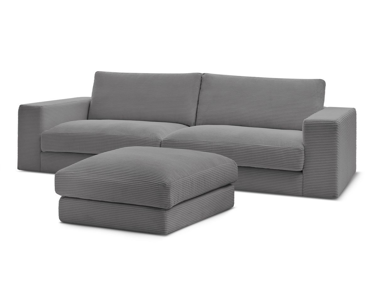 Bobochic Leonard Sofa 4-Sitzer mit Pouf 234 × 109 cm Cordsamt Dunkelgrau