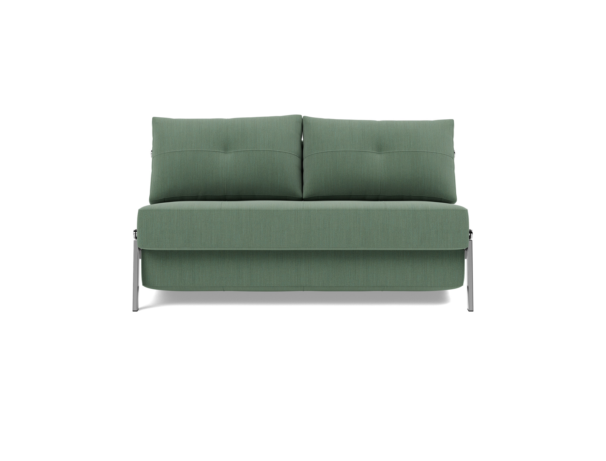 Schlafsofa Cubed 140 Flachgewebe Elegance 518-Green Beine Chrom