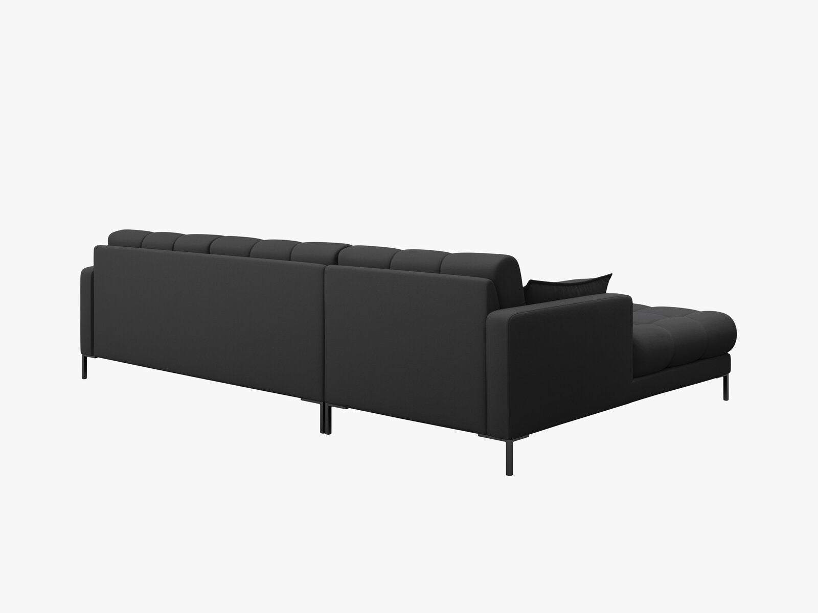 Micadoni Ecksofa Mamaia 5-Sitzer Links Strukturierter Stoff Neve Dunkelgrau schwarze Beine