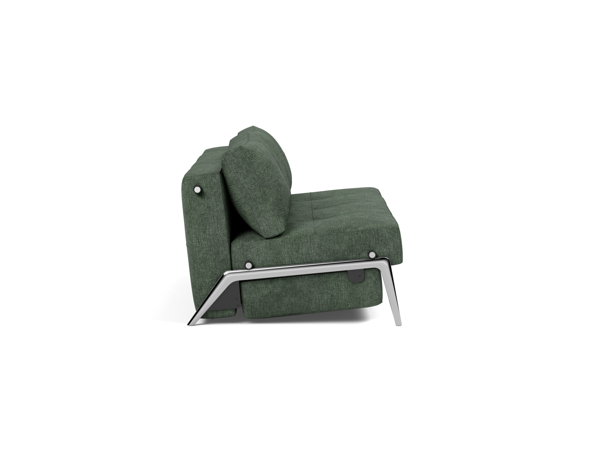 Schlafsofa Cubed 160 Flachgewebe Avella 281-Pine-Green Beine Aluminium