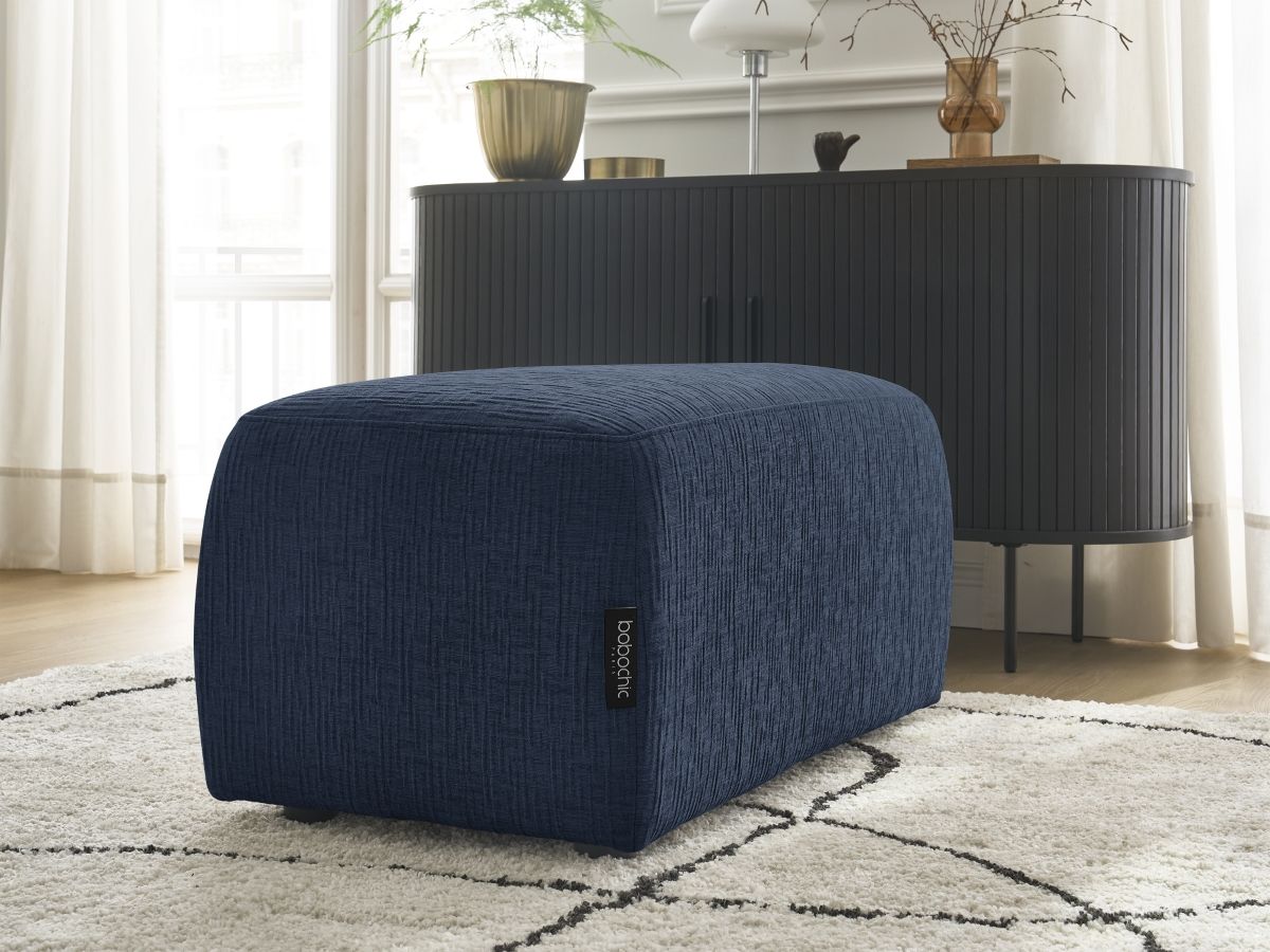Bobochic Atilla Pouf Strukturstoff Dunkelblau