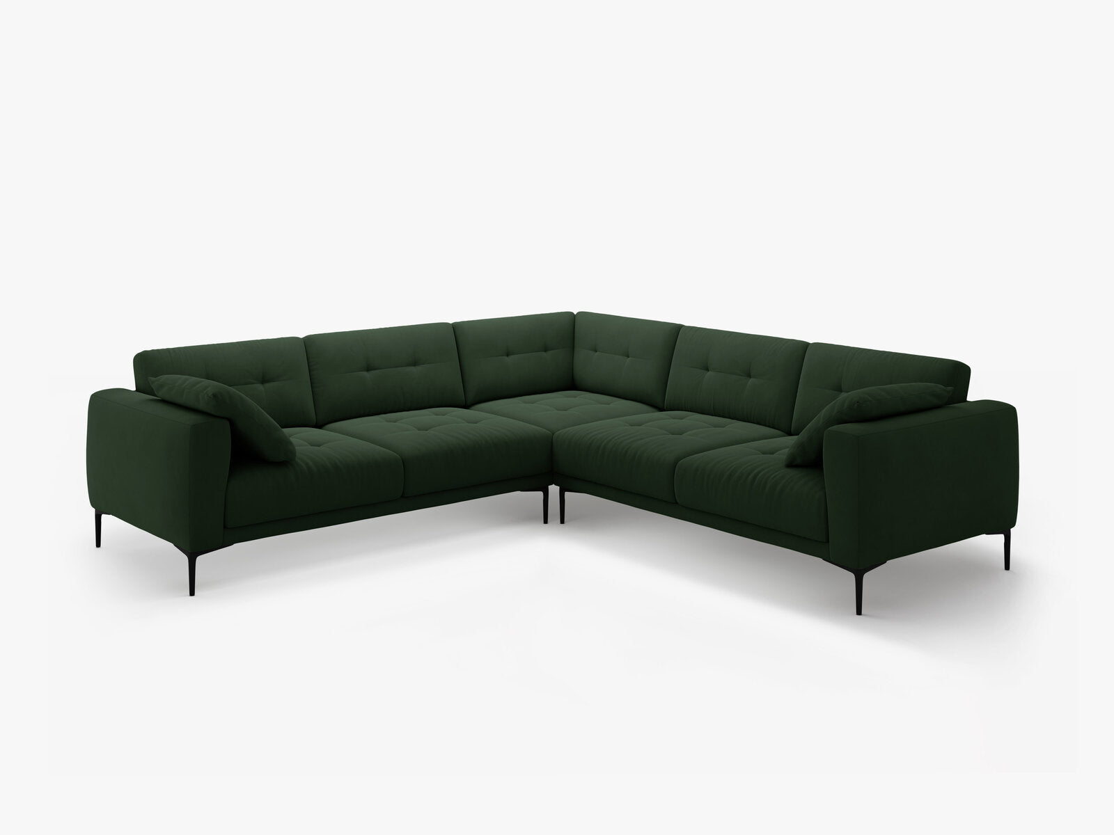 Micadoni Ecksofa Bemy 5-Sitzer Samt Flaschengrün