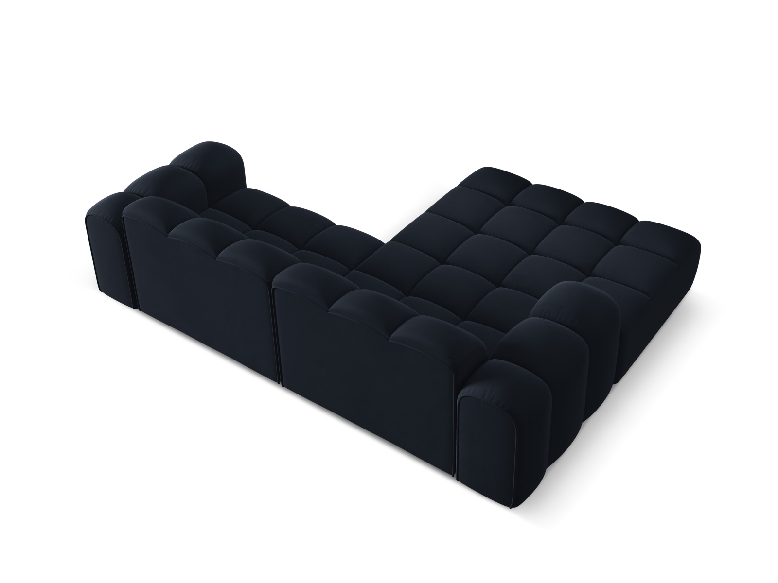 Cosmopolitan Design Ecksofa Treno 3-Sitzer Samt Bluvel Dunkelblau Links