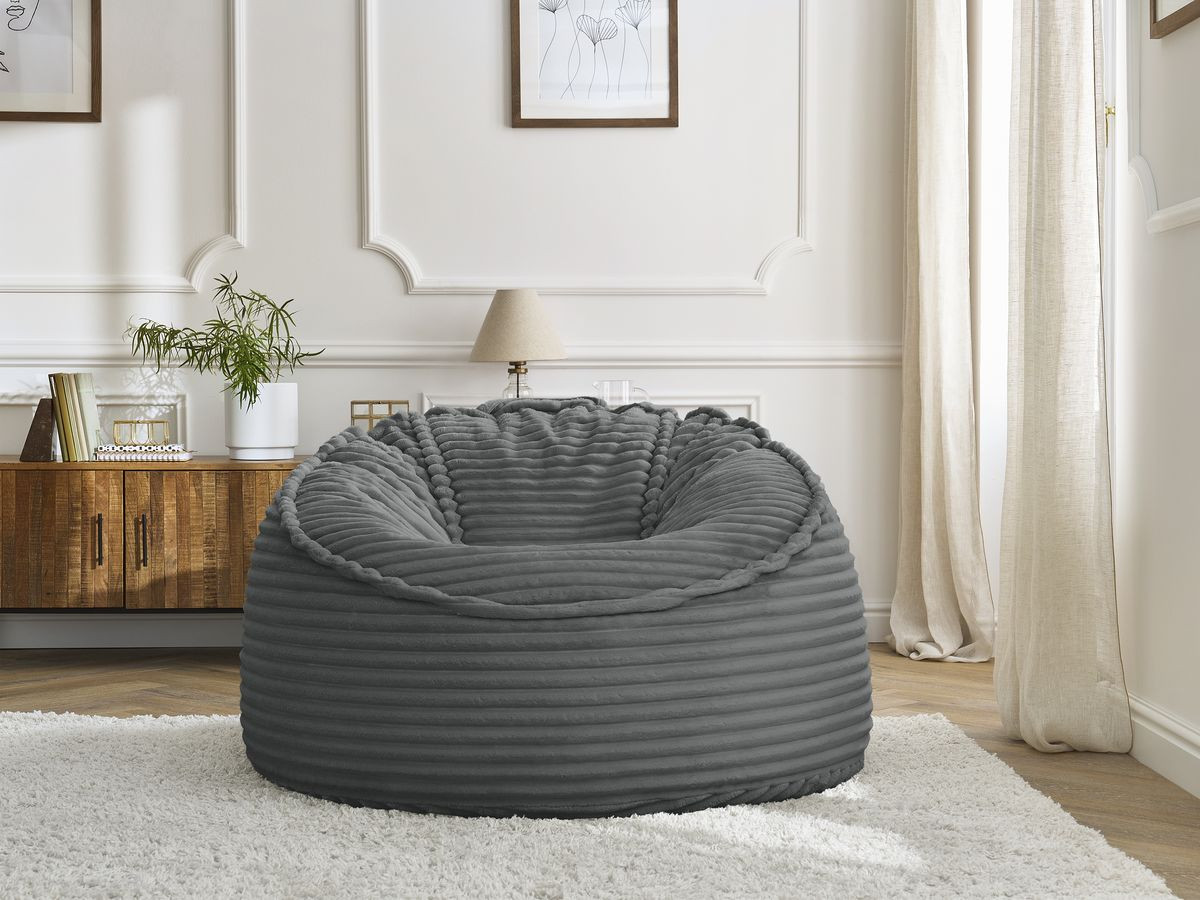 Bobochic Socrate Pouf Breitcord weich Dunkelgrau