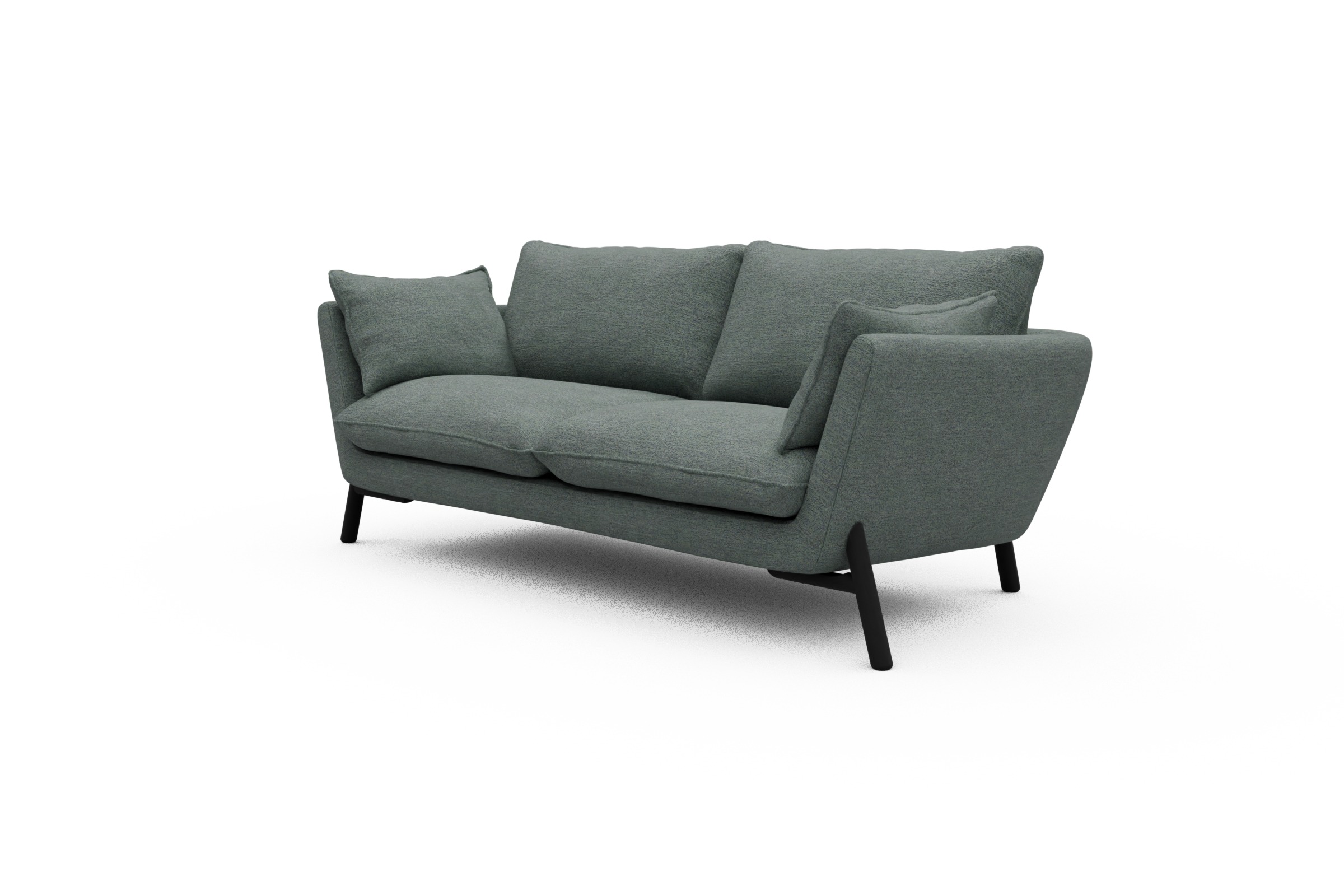 Sofa Emil 2-Sitzer Beinfarbe Eiche Schwarz Carreno-Ice-Blue
