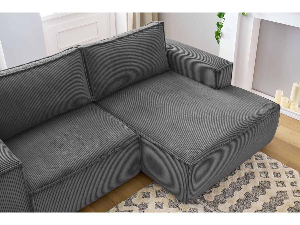 Bobochic Nihad Ecksofa Cordsamt Dunkelgrau Ecke rechts