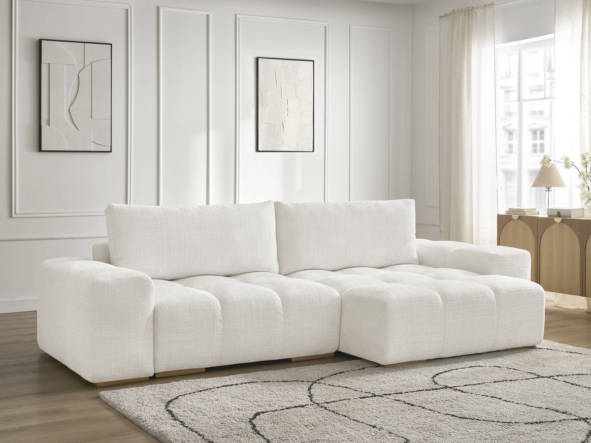 Bobochic Anakin Ecksofa, 2 Kissen Strukturstoff Weiß