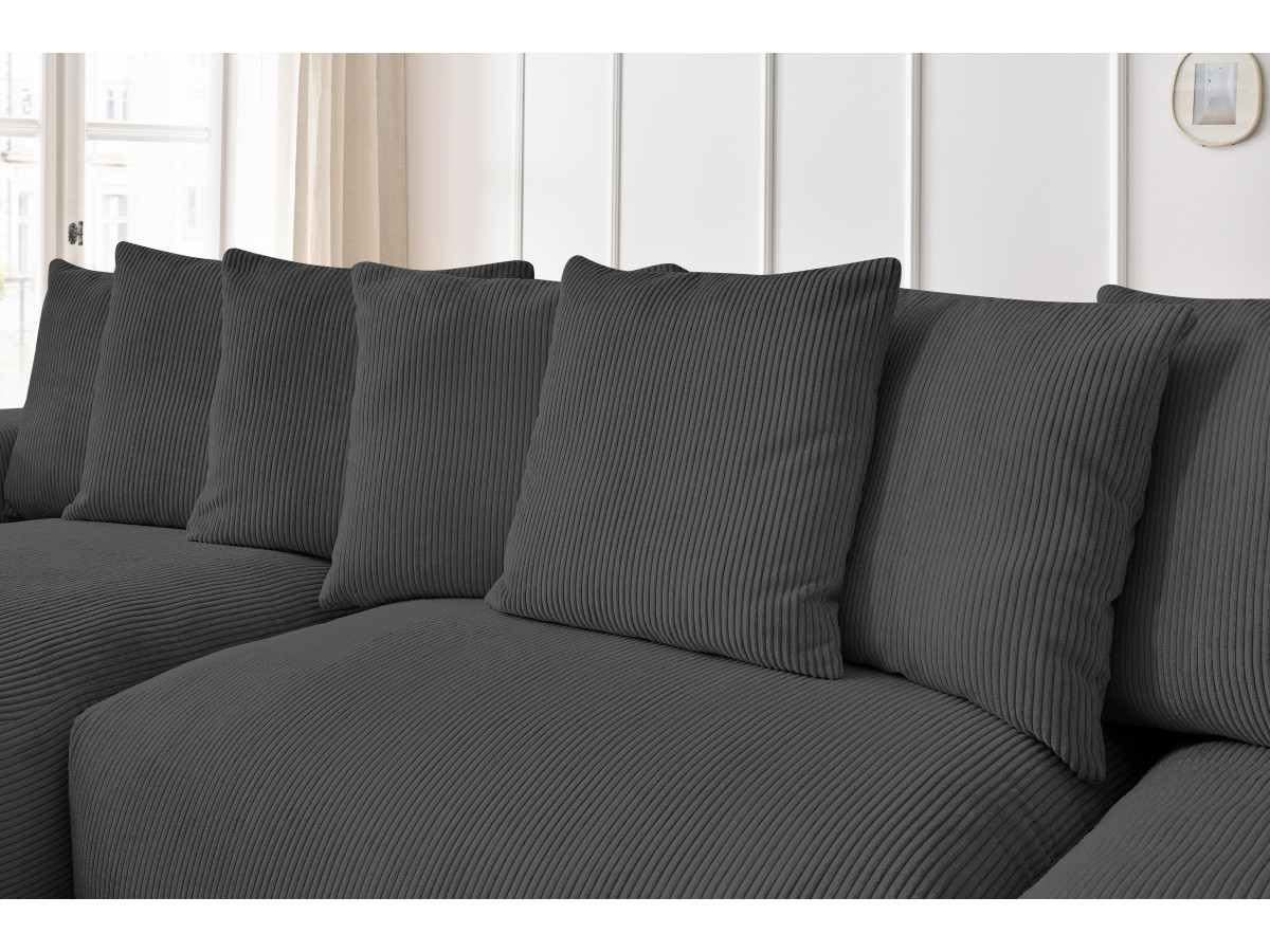 Bobochic Voltaire Wohnlandschaft 420 × 174 cm Cordsamt Dunkelgrau