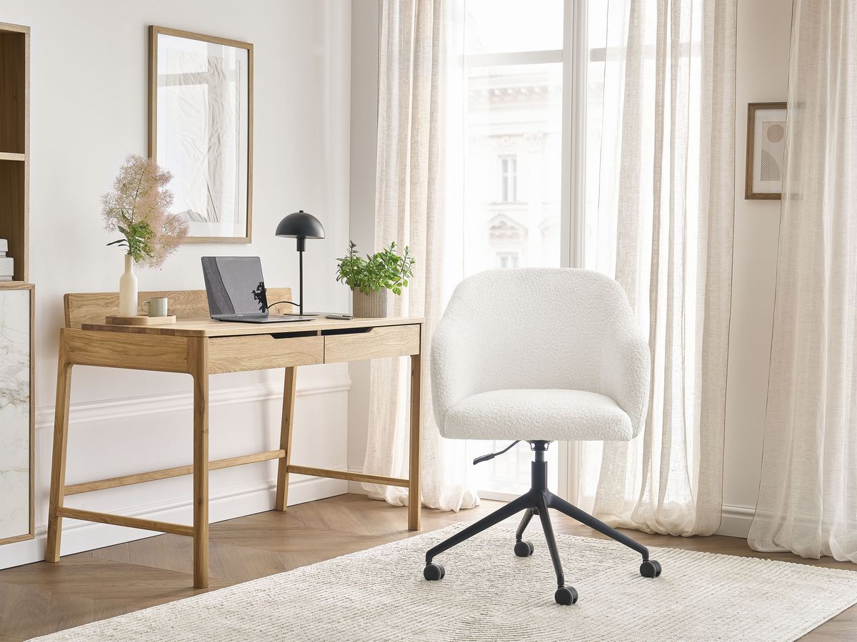 Bobochic Sophie Bürostuhl Bouclé-Stoff Weiß