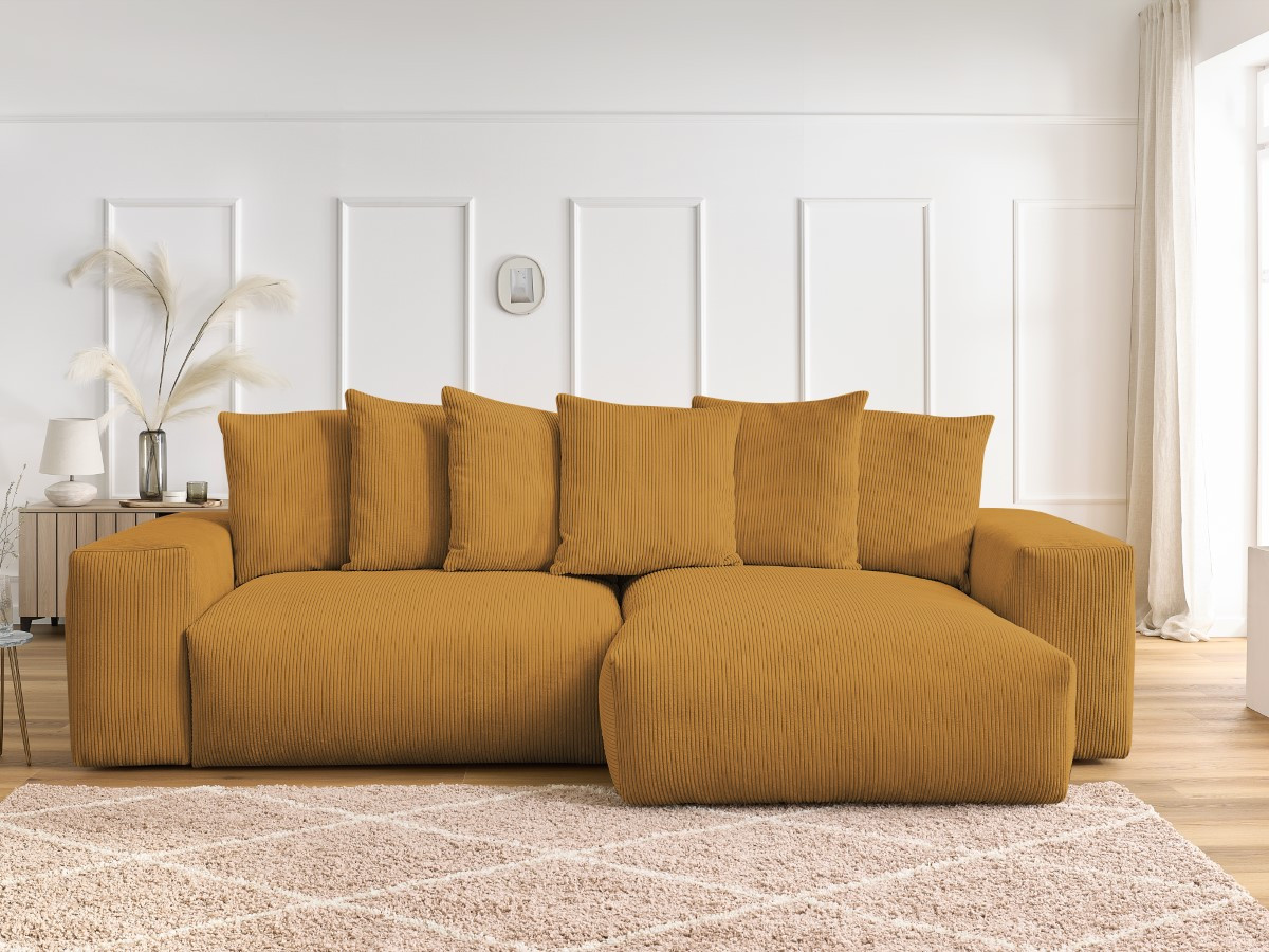 Bobochic Voltaire Ecksofa 310 × 174 cm Cordsamt Gelb
