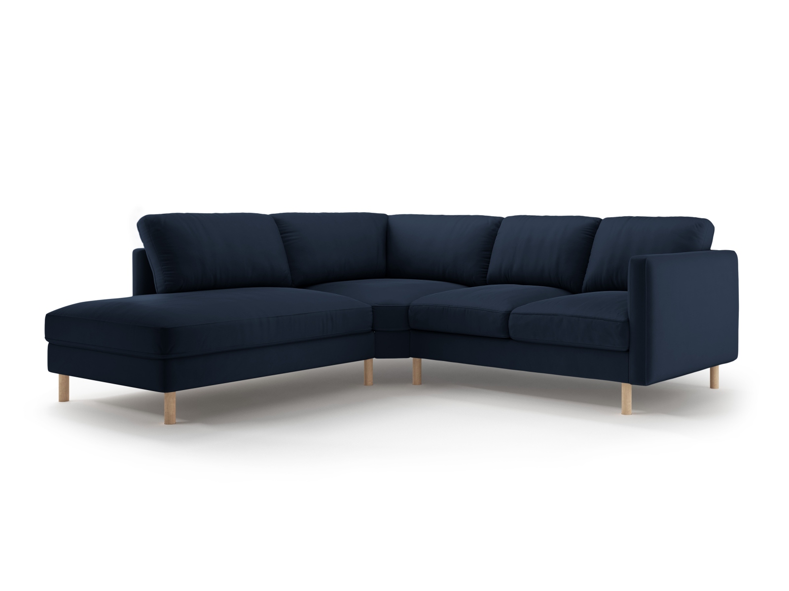 Micadoni Symmetrisches Ecksofa Eden 4-Sitzer Links Samt Dunkelblau
