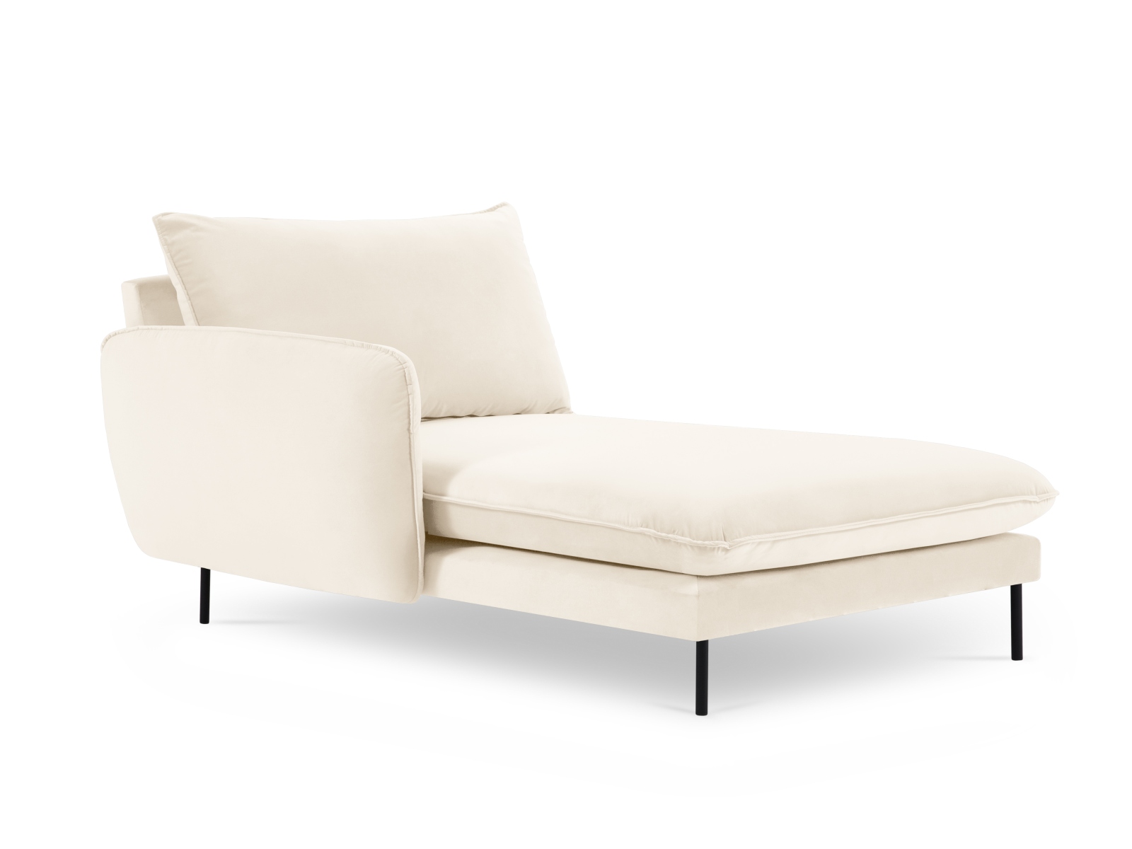 Cosmopolitan Design Chaiselongue Vienna Samt Bluvel Helles Beige Links Beine Schwarzes Metall
