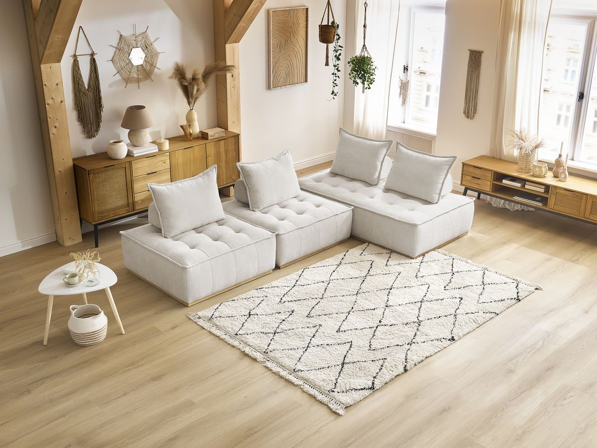 Bobochic Elisa Ecksofa Strukturstoff Weiß