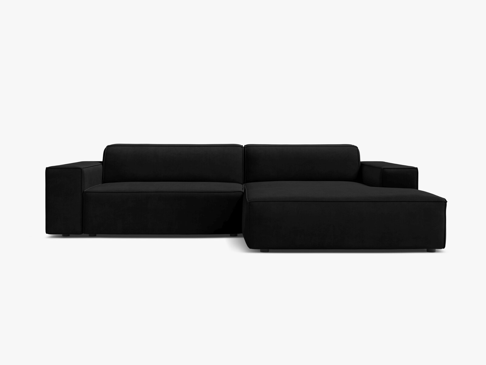 Micadoni Ecksofa Jodie 3-Sitzer Rechts Samt Bluvel Schwarz