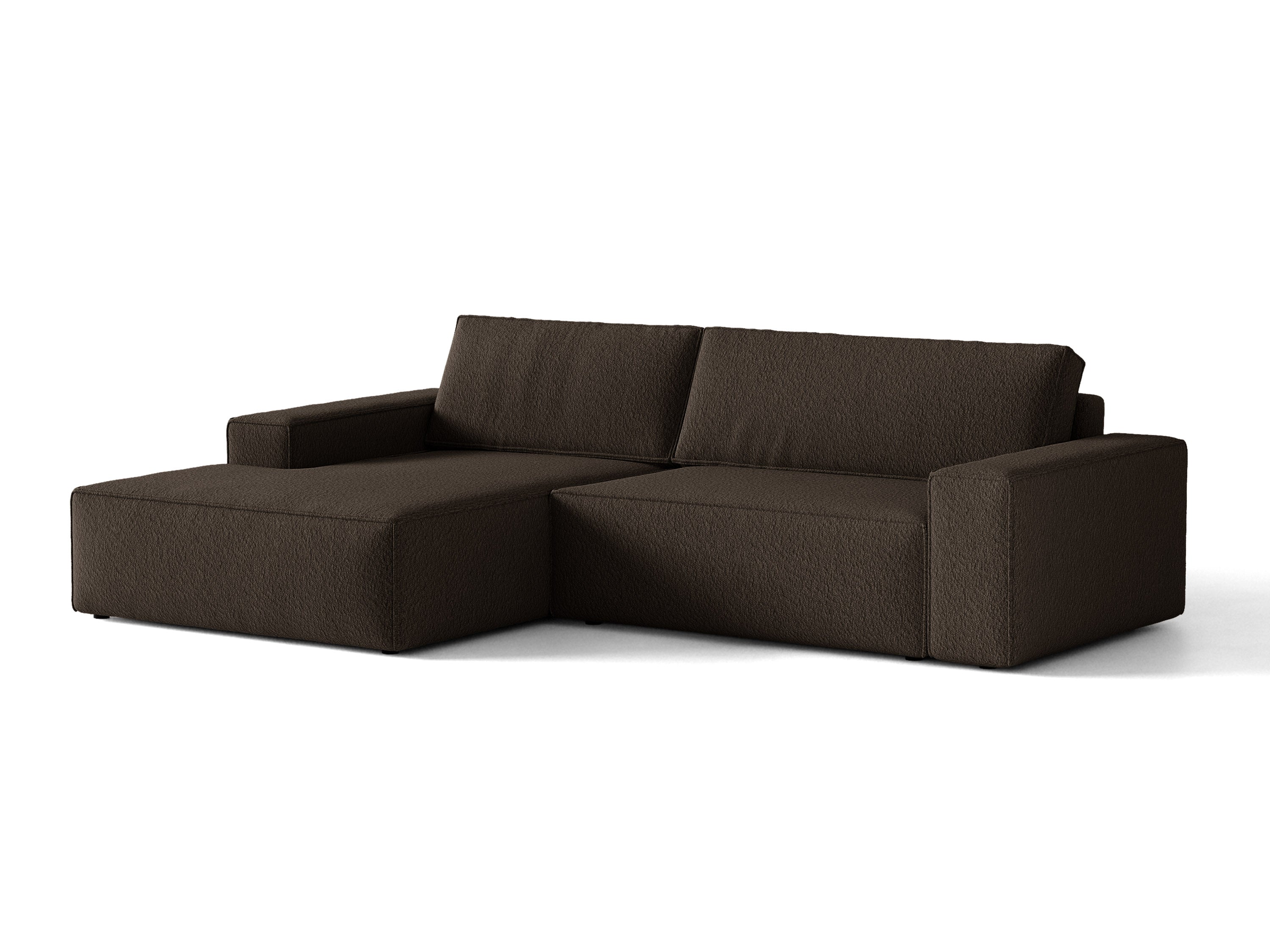 Micadoni Schlaf-Ecksofa Jodie 3-Sitzer Boucle Baloo Braun Links